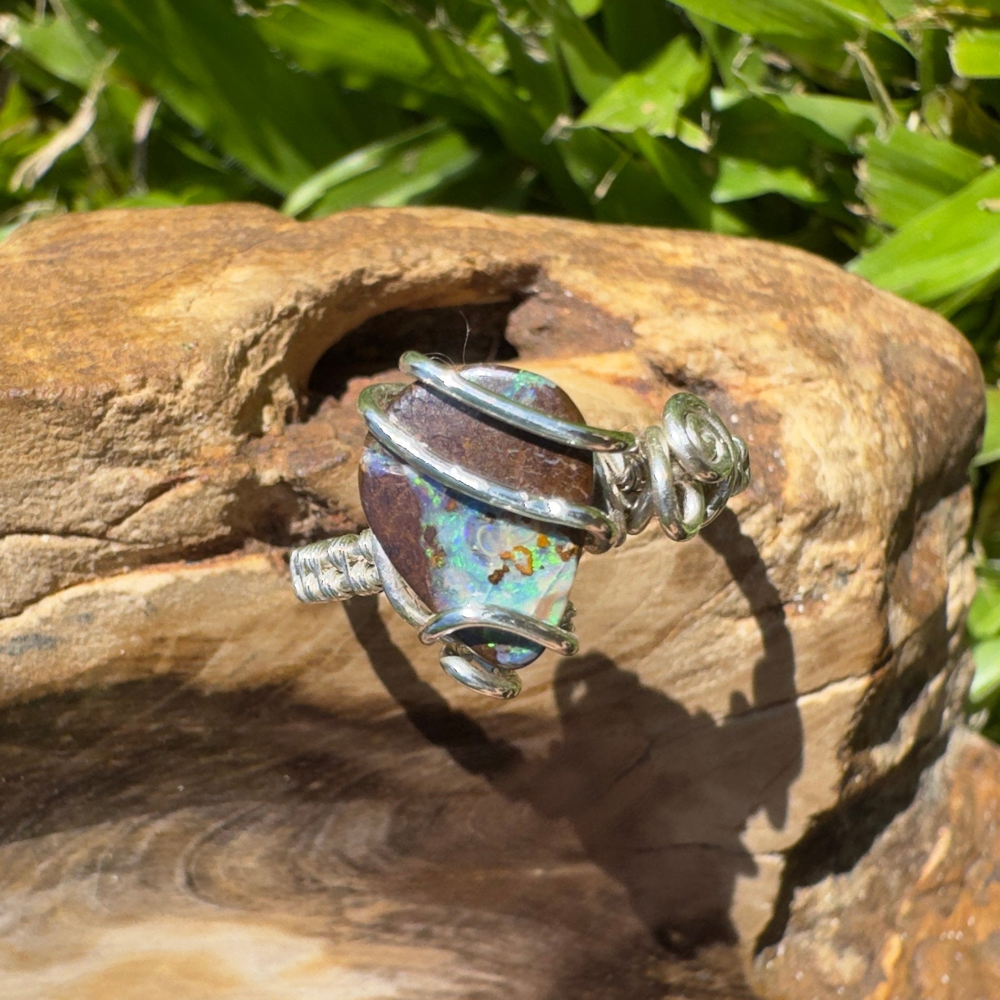 Ironstone Twist – 5.2ct Queensland Boulder Opal Ring