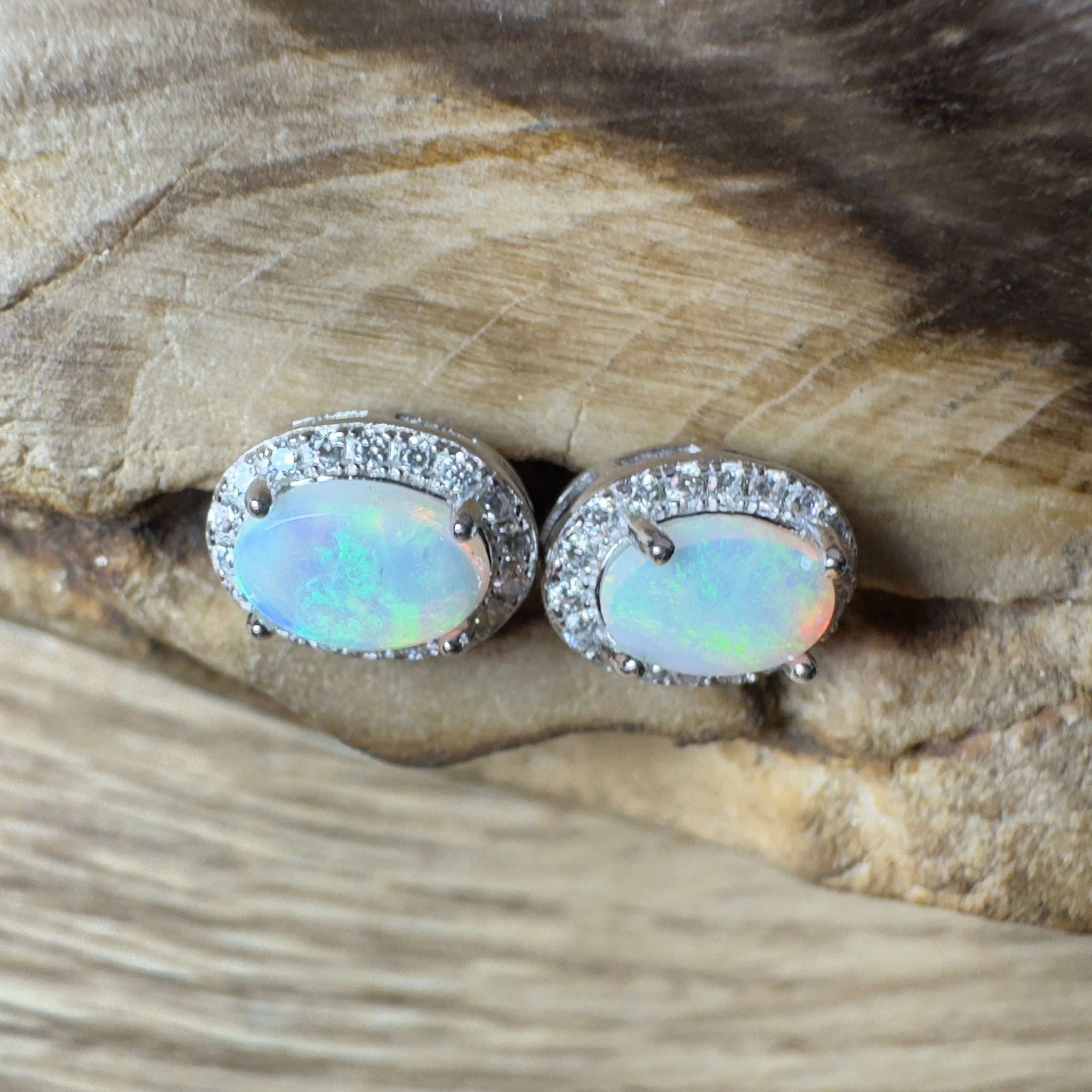 Island Blues ~ 1.2ct Solid Lightning Ridge Opal Earrings