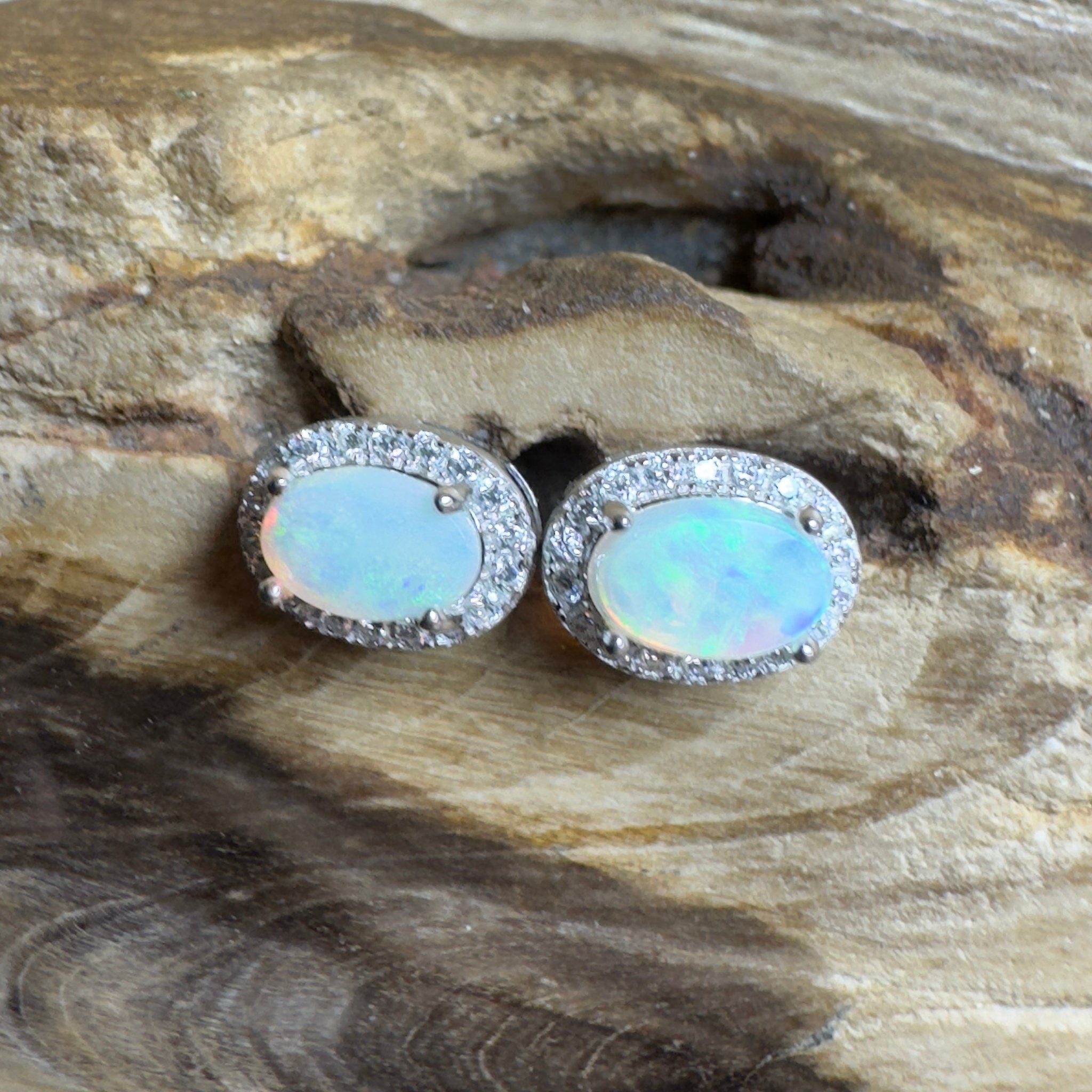 Island Blues ~ 1.2ct Solid Lightning Ridge Opal Earrings