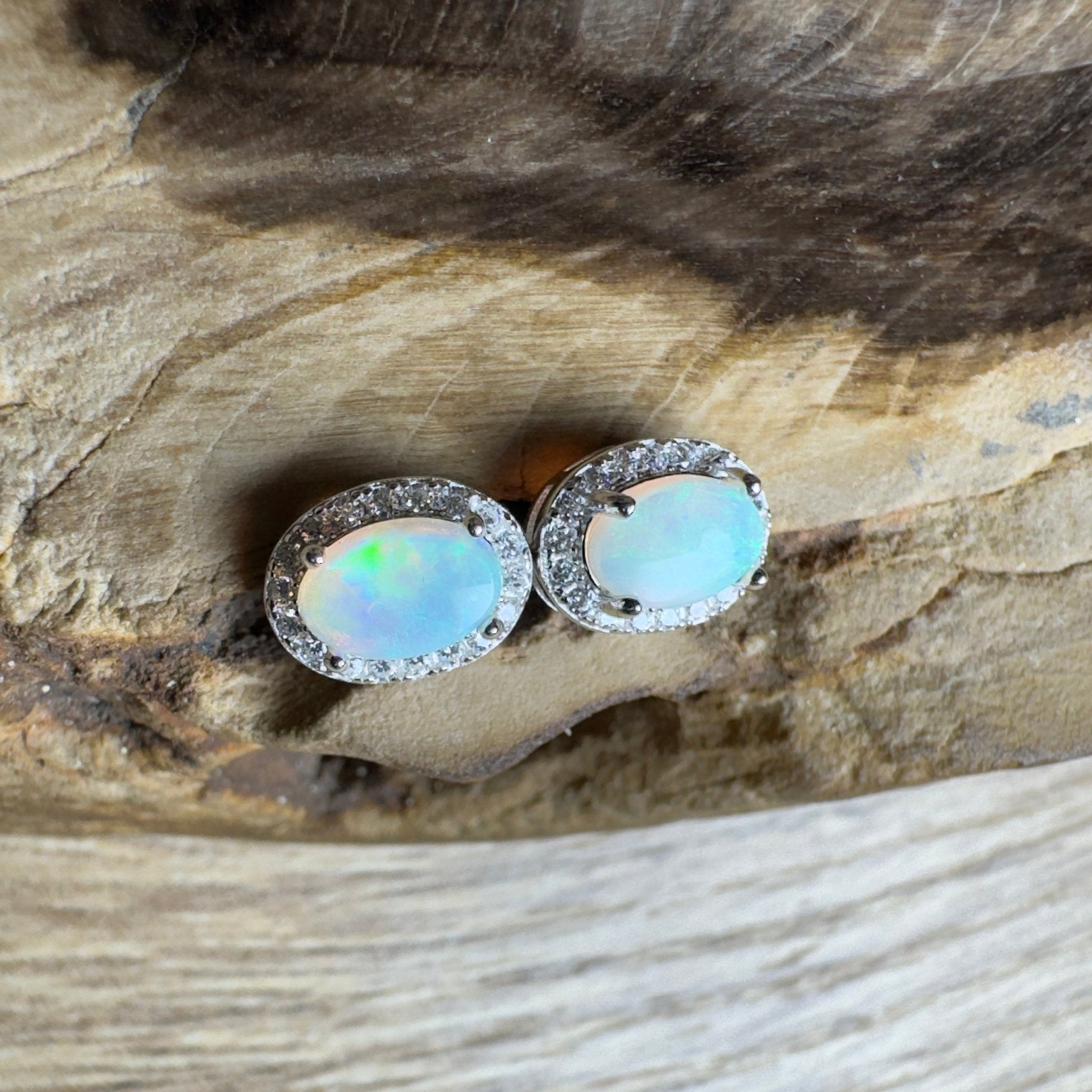Island Blues ~ 1.2ct Solid Lightning Ridge Opal Earrings