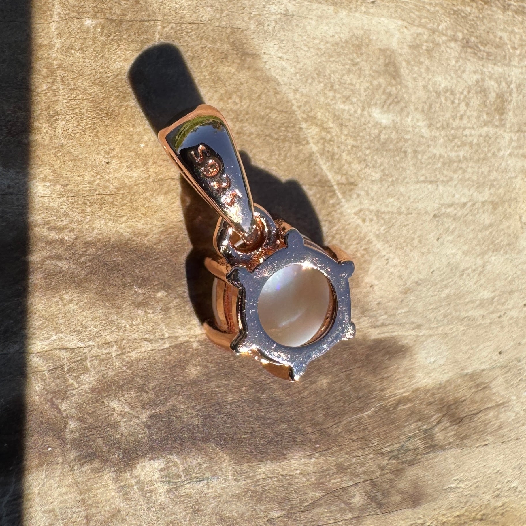 Jewel of the Outback ~ 0.7ct Solid Coober Pedy Opal Rose Gold Coated 925 Sterling Silver Necklace