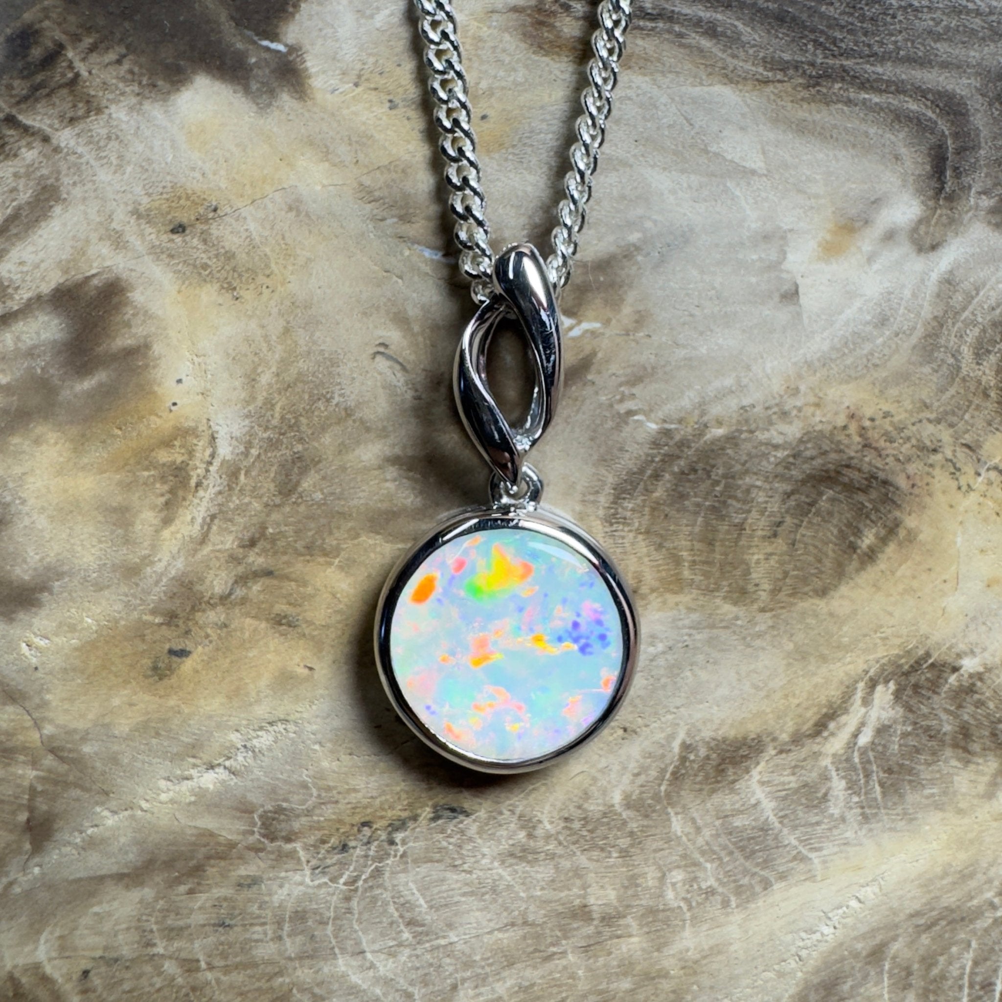 Kakadu Firestorm ~ 1.8ct Coober Pedy Opal 925 Silver Pendant