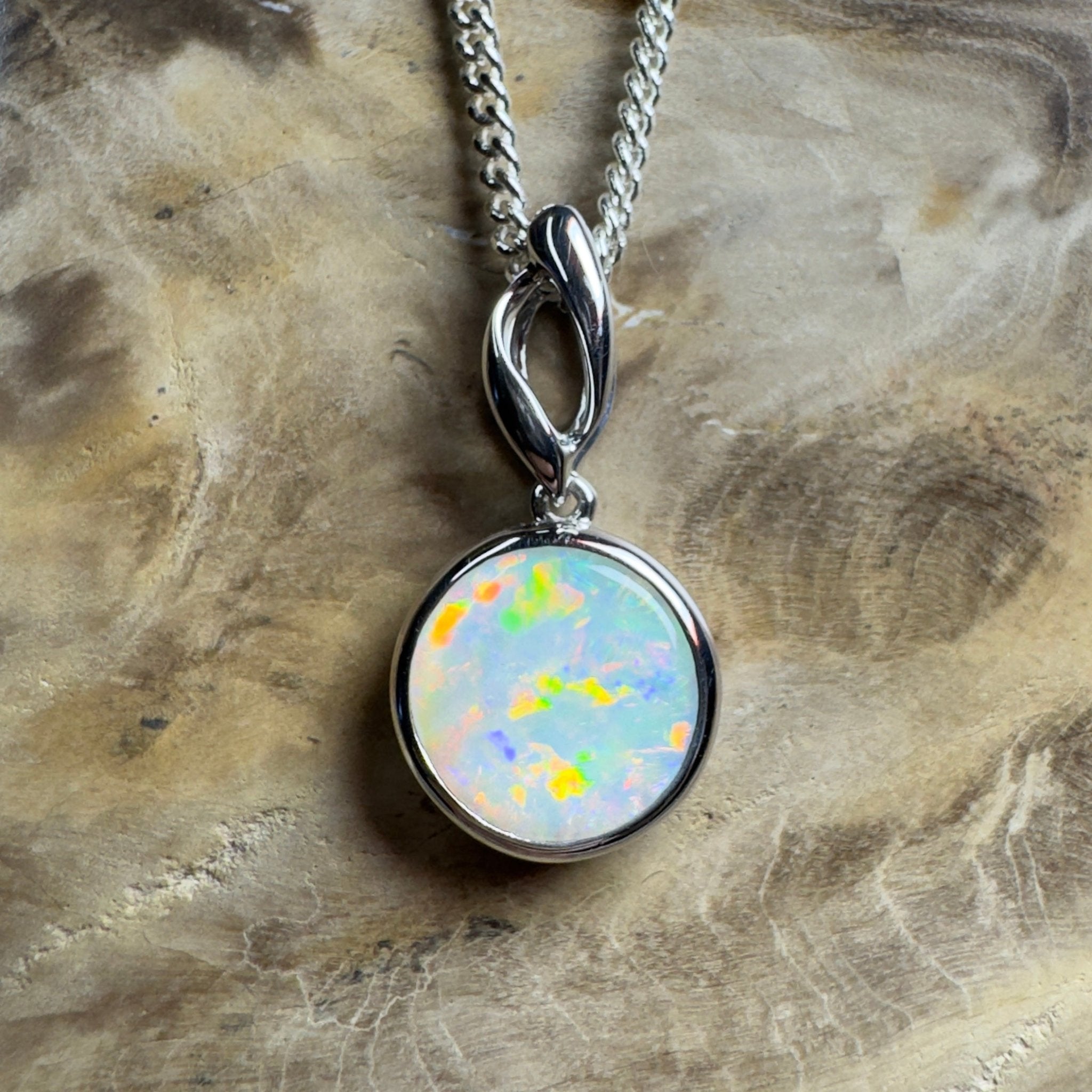 Kakadu Firestorm ~ 1.8ct Coober Pedy Opal 925 Silver Pendant