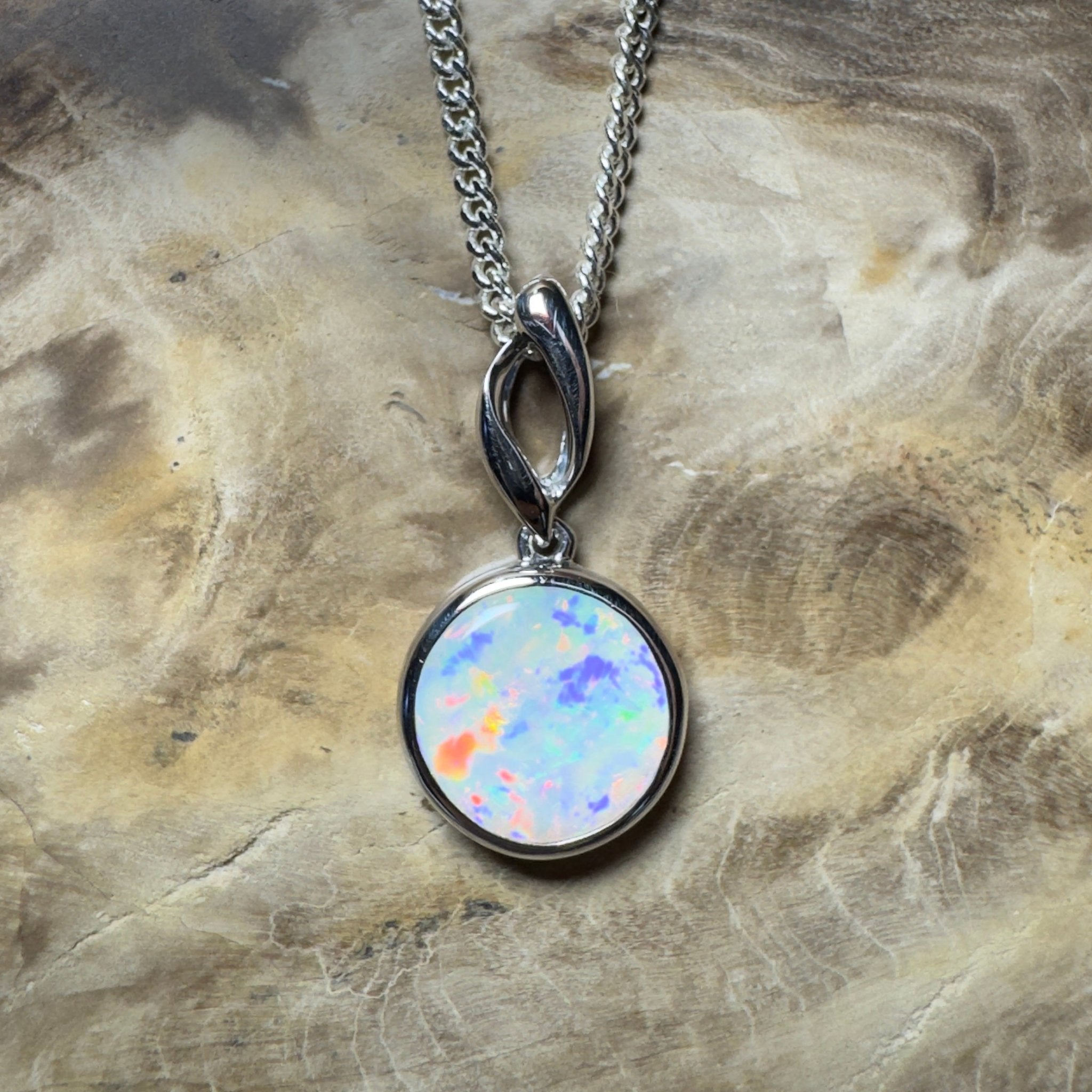 Kakadu Firestorm ~ 1.8ct Coober Pedy Opal 925 Silver Pendant
