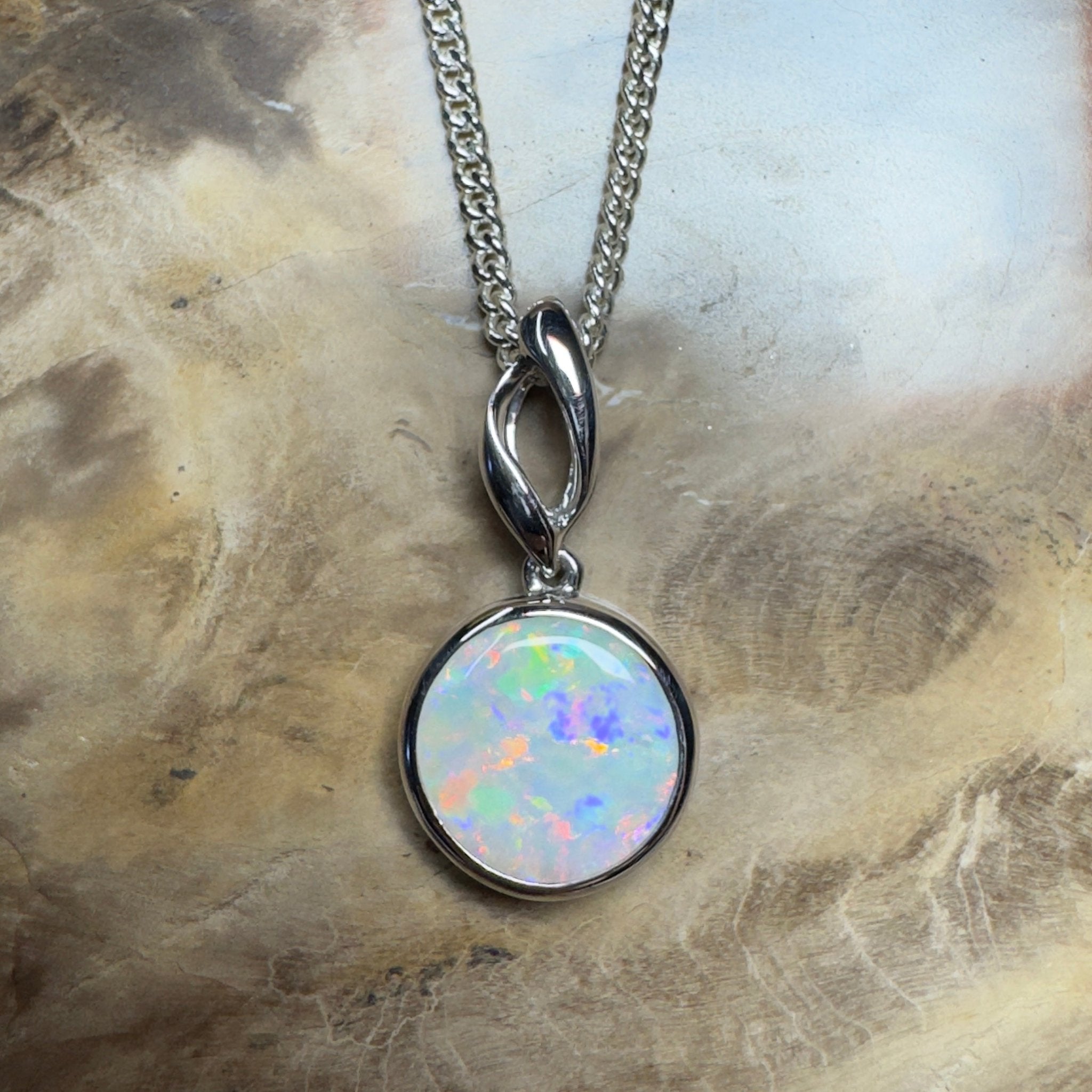 Kakadu Firestorm ~ 1.8ct Coober Pedy Opal 925 Silver Pendant