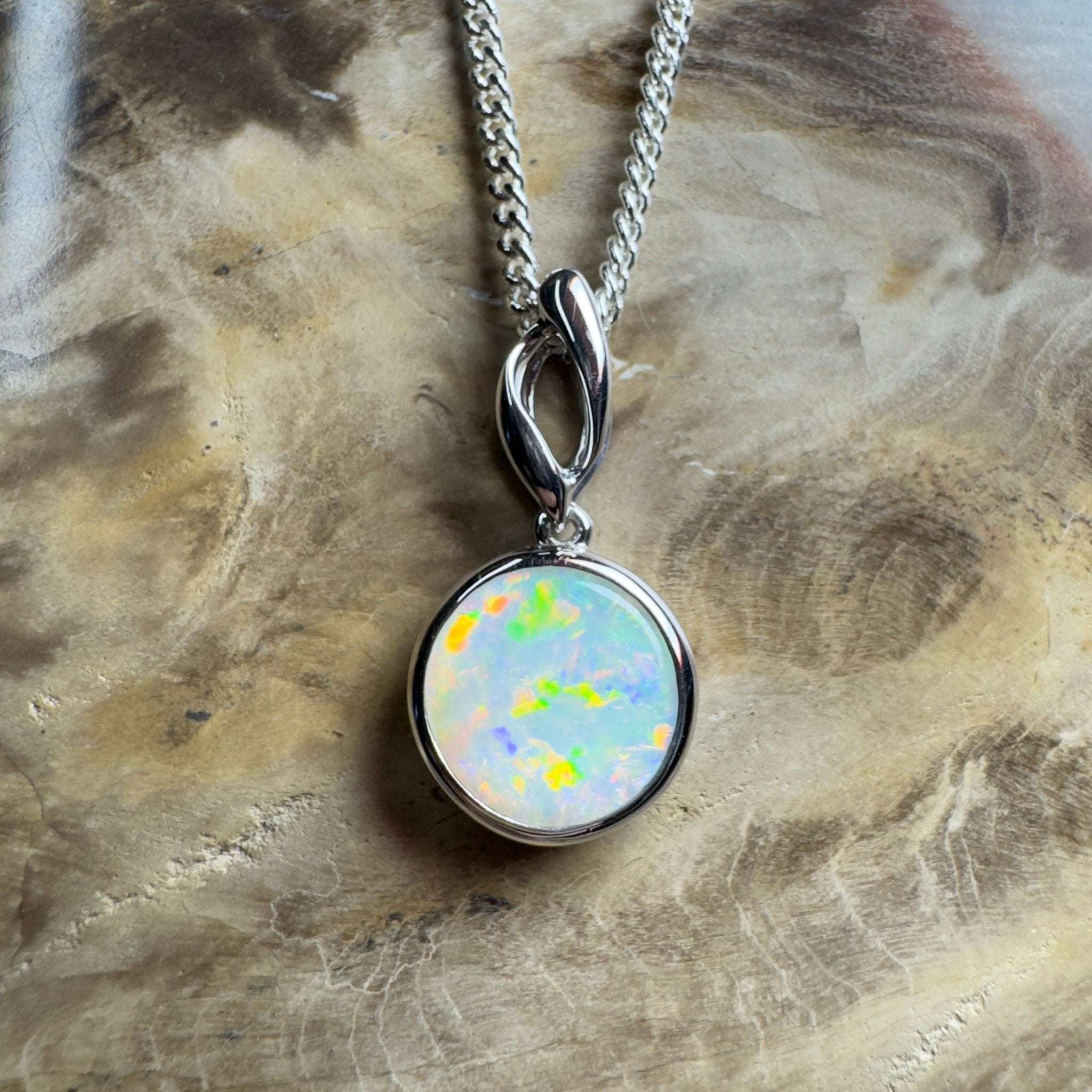 Kakadu Firestorm ~ 1.8ct Coober Pedy Opal 925 Silver Pendant