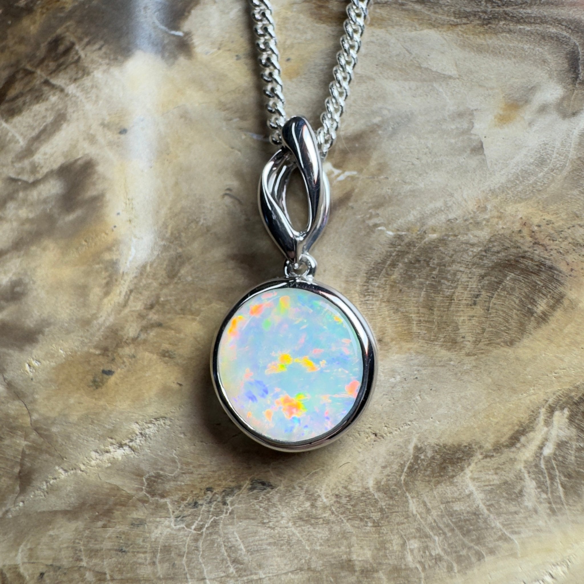 Kakadu Firestorm ~ 1.8ct Coober Pedy Opal 925 Silver Pendant