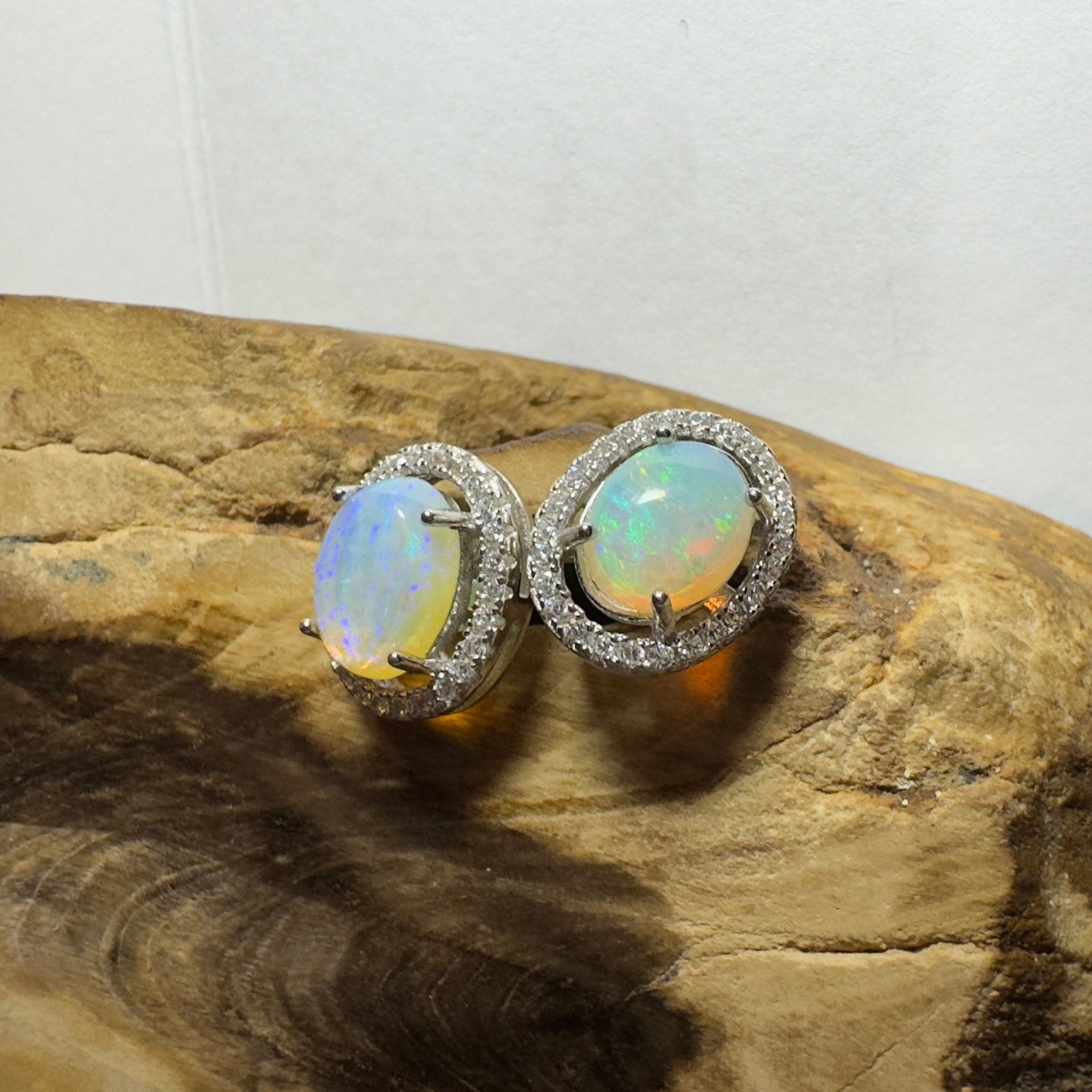 Kakadu Spark ~ 1.6ct Coober Pedy Opal Sterling Silver Earrings
