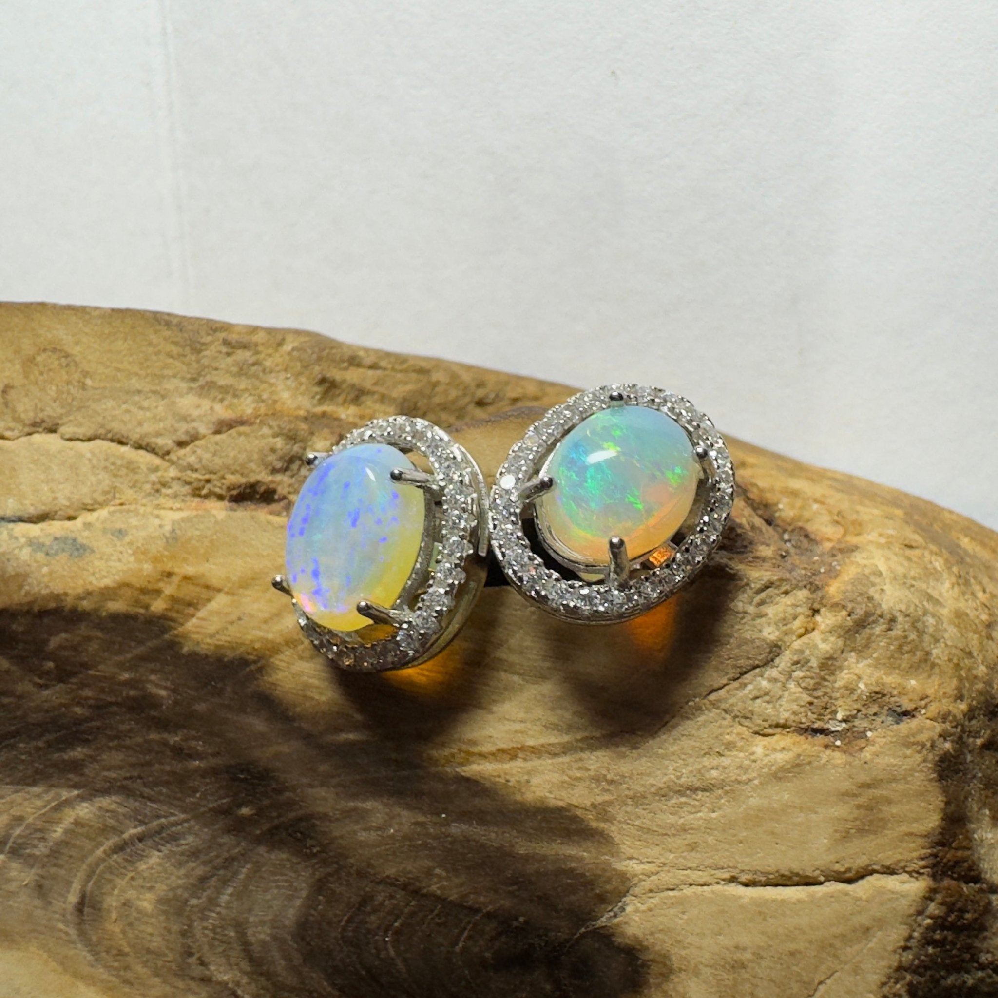 Kakadu Spark ~ 1.6ct Coober Pedy Opal Sterling Silver Earrings