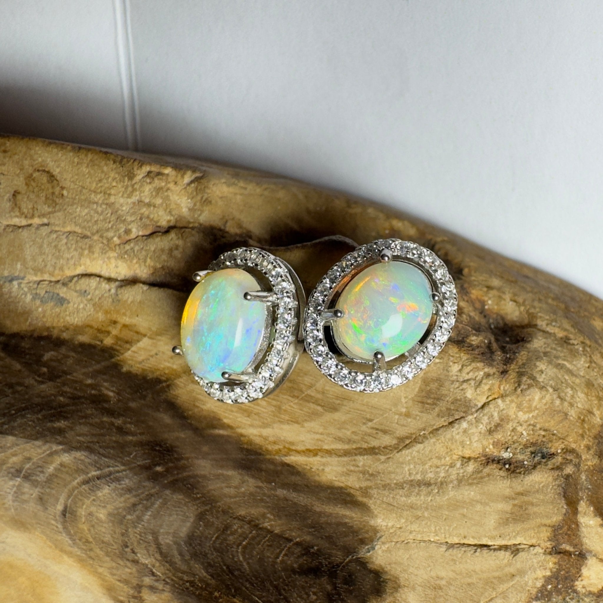 Kakadu Spark ~ 1.6ct Coober Pedy Opal Sterling Silver Earrings