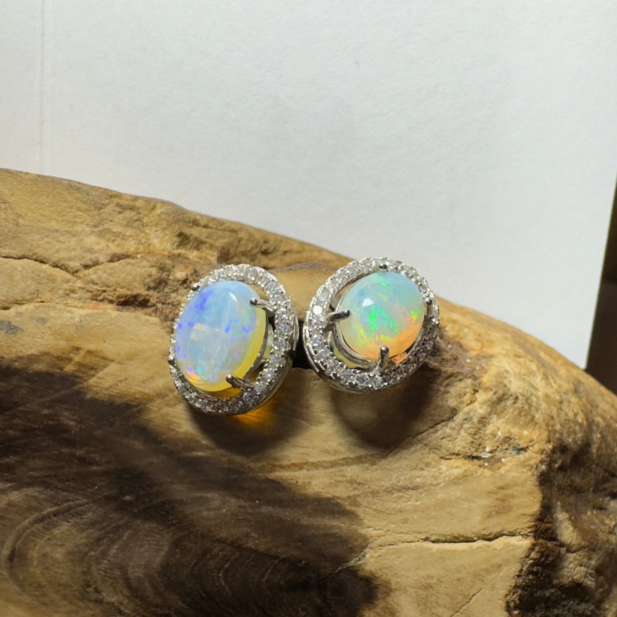 Kakadu Spark ~ 1.6ct Coober Pedy Opal Sterling Silver Earrings