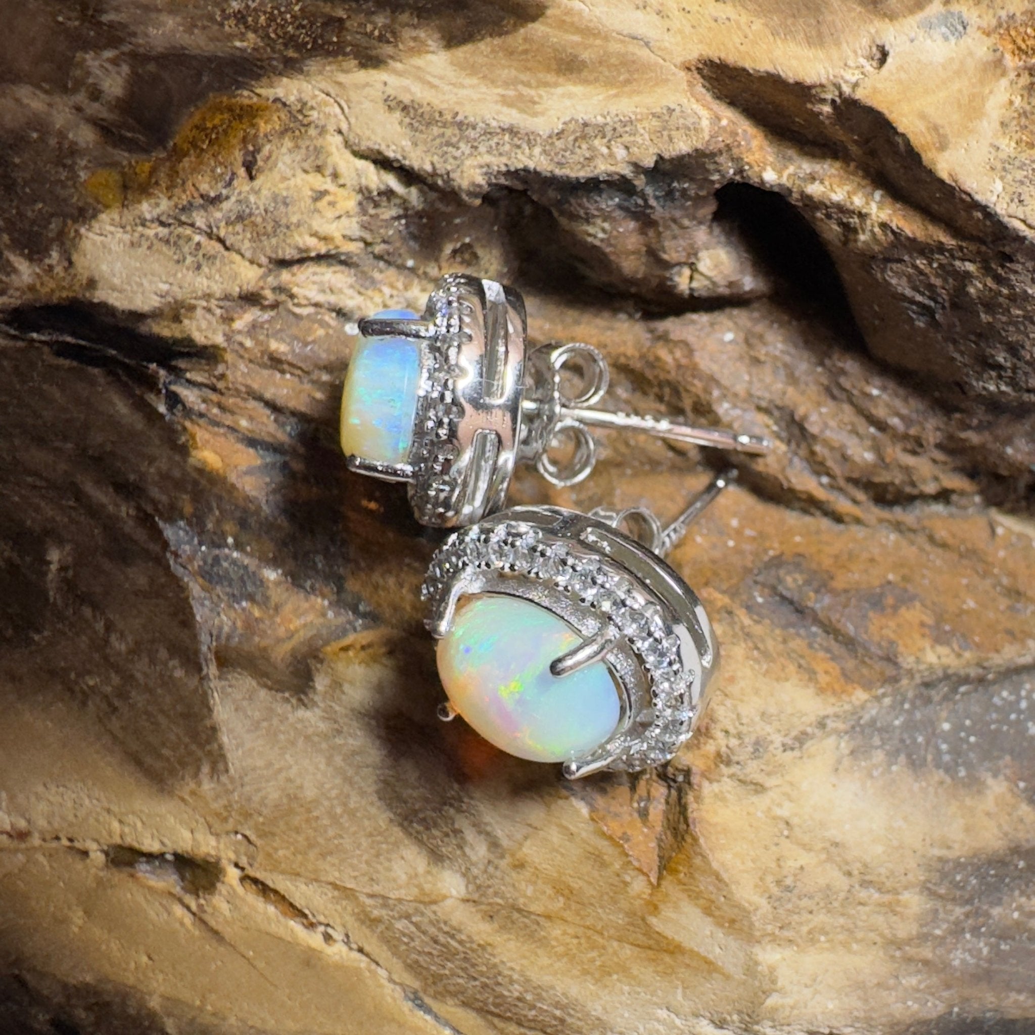 Kakadu Spark ~ 1.6ct Coober Pedy Opal Sterling Silver Earrings