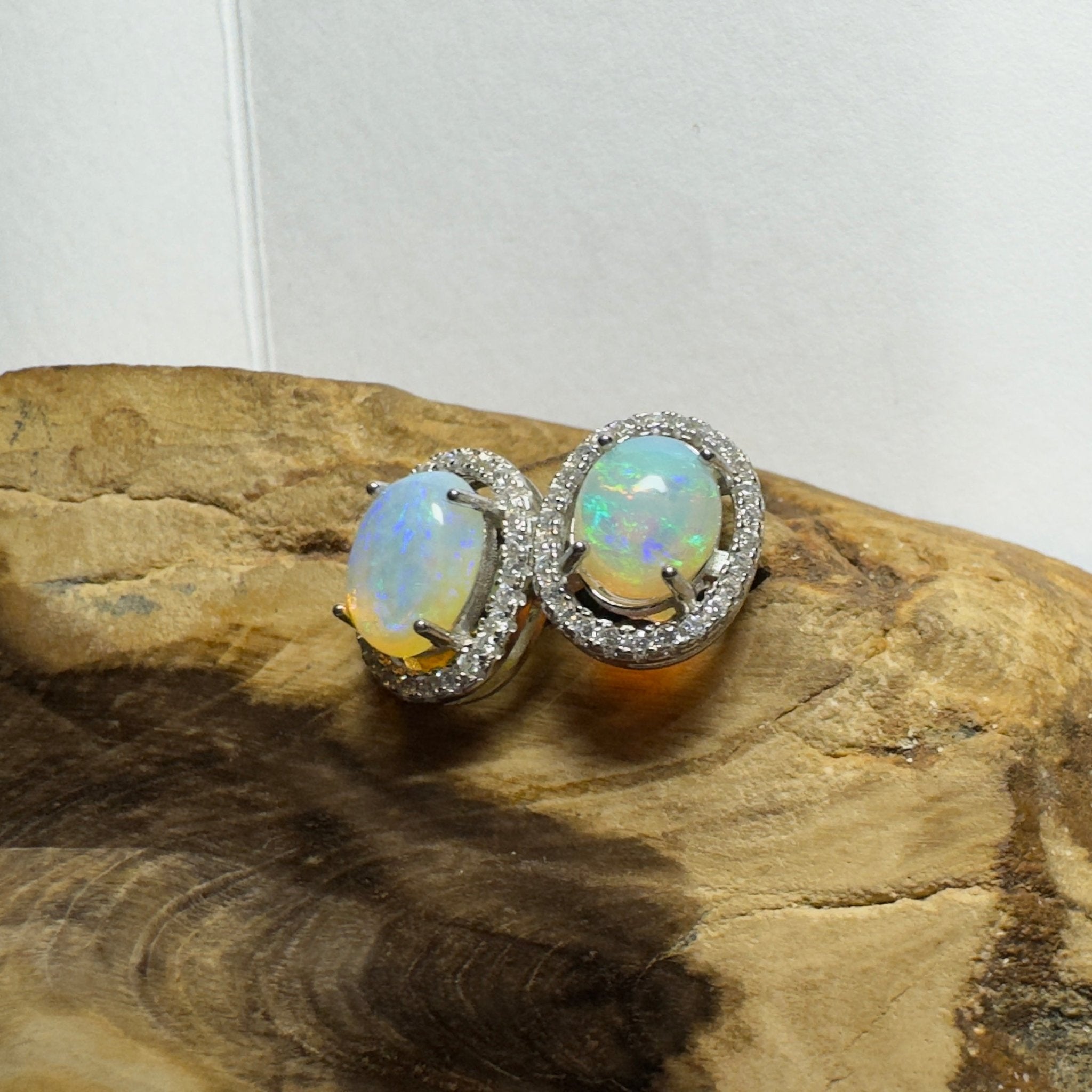 Kakadu Spark ~ 1.6ct Coober Pedy Opal Sterling Silver Earrings