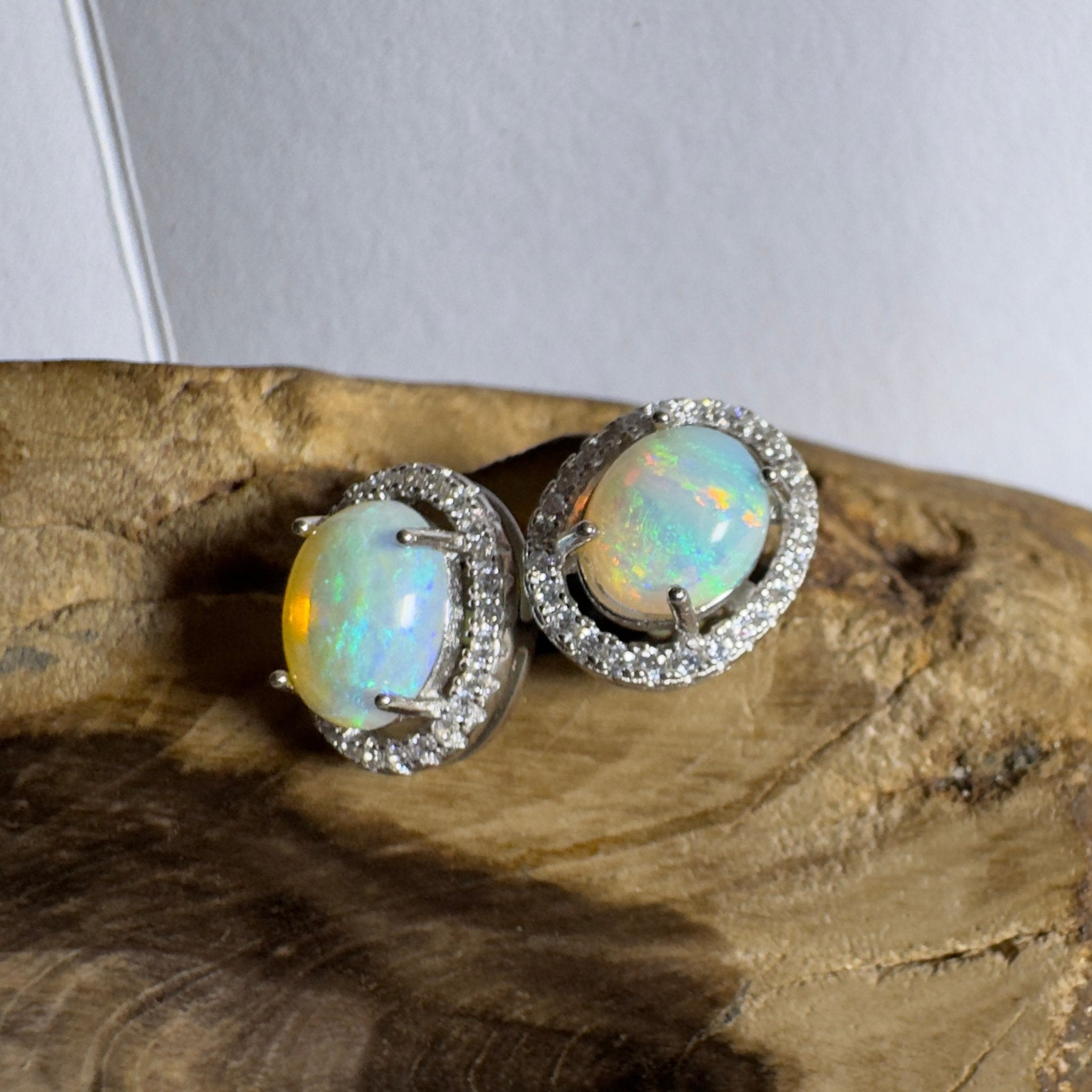 Kakadu Spark ~ 1.6ct Coober Pedy Opal Sterling Silver Earrings