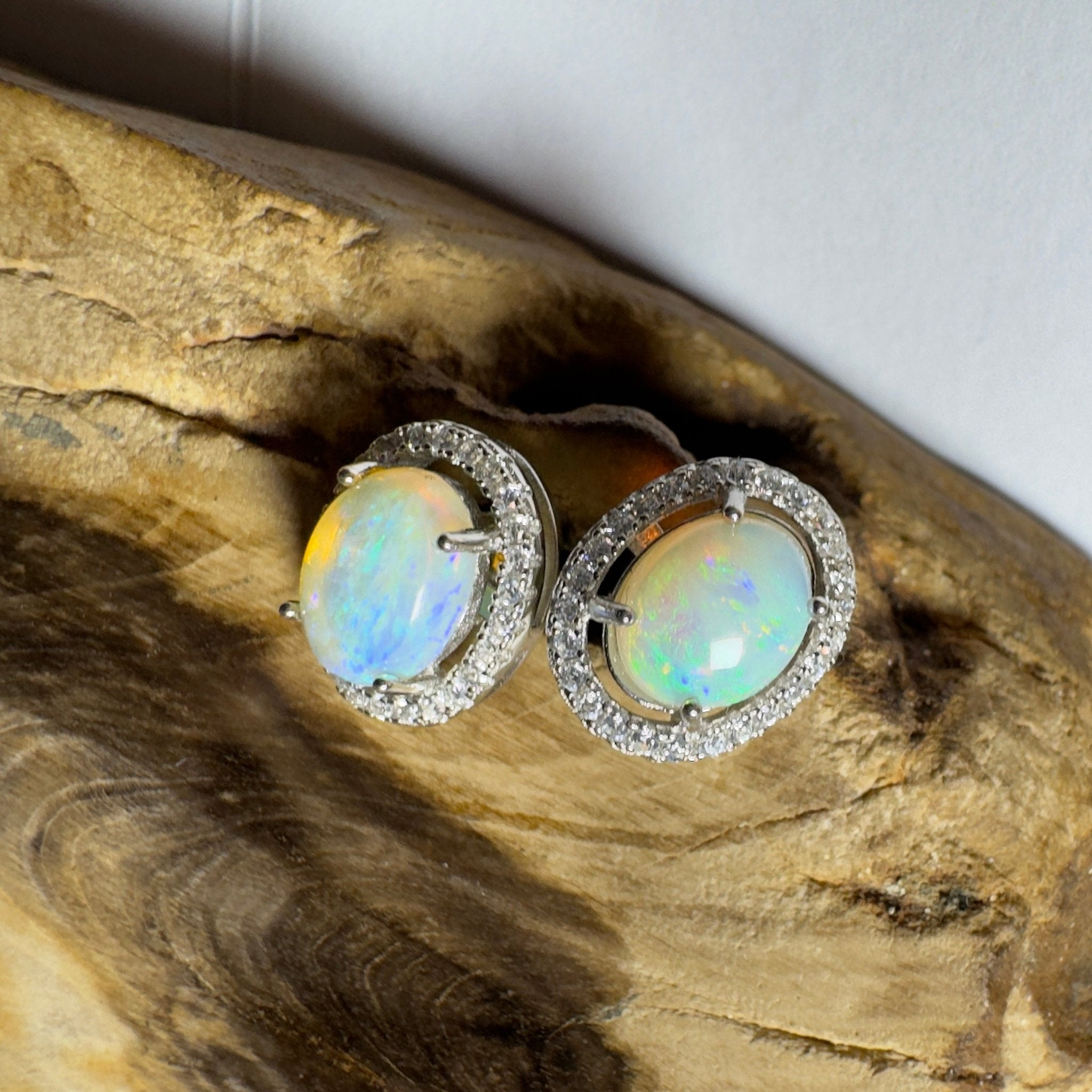 Kakadu Spark ~ 1.6ct Coober Pedy Opal Sterling Silver Earrings