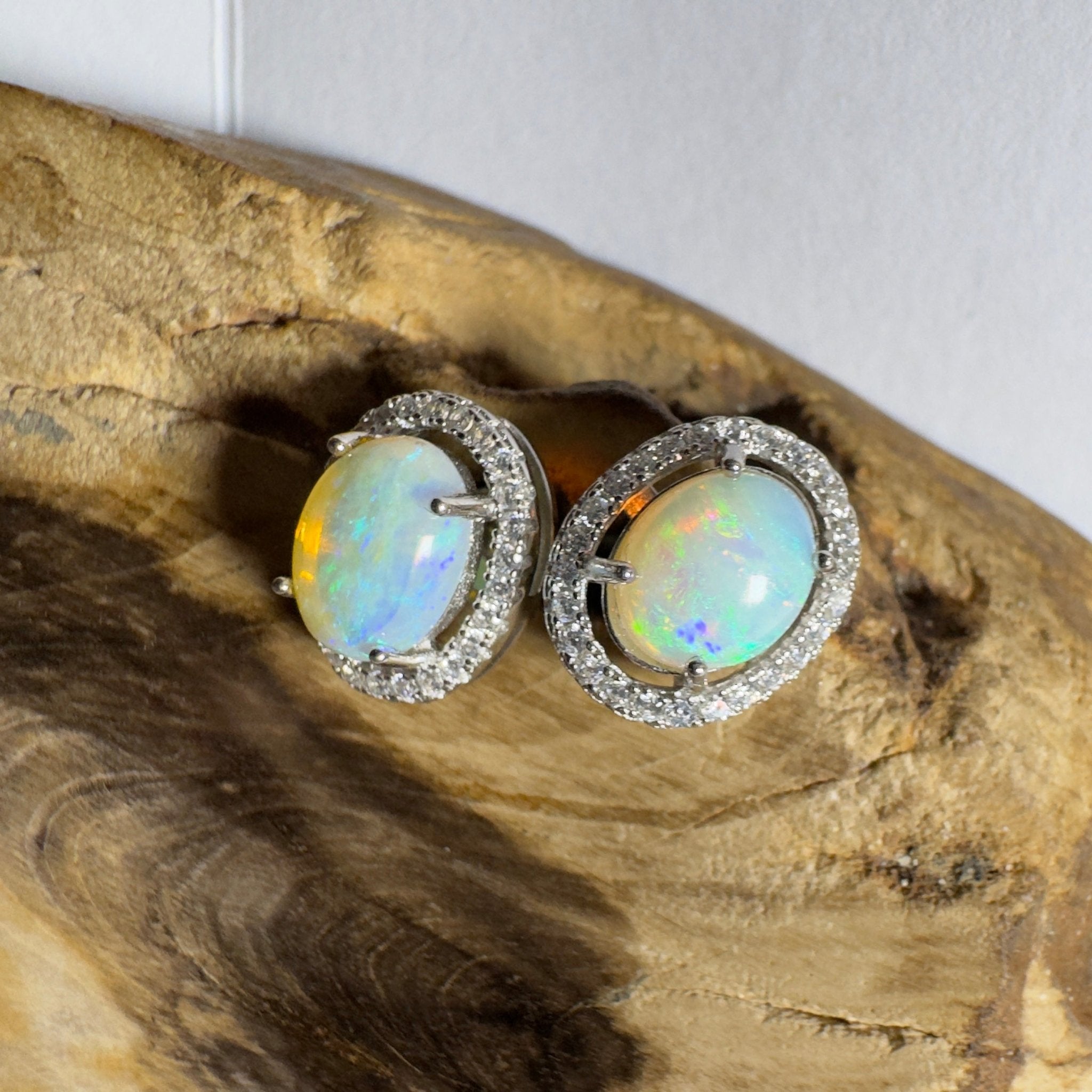 Kakadu Spark ~ 1.6ct Coober Pedy Opal Sterling Silver Earrings