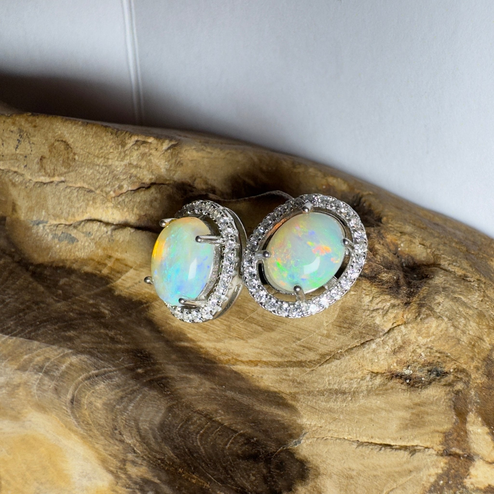 Kakadu Spark ~ 1.6ct Coober Pedy Opal Sterling Silver Earrings