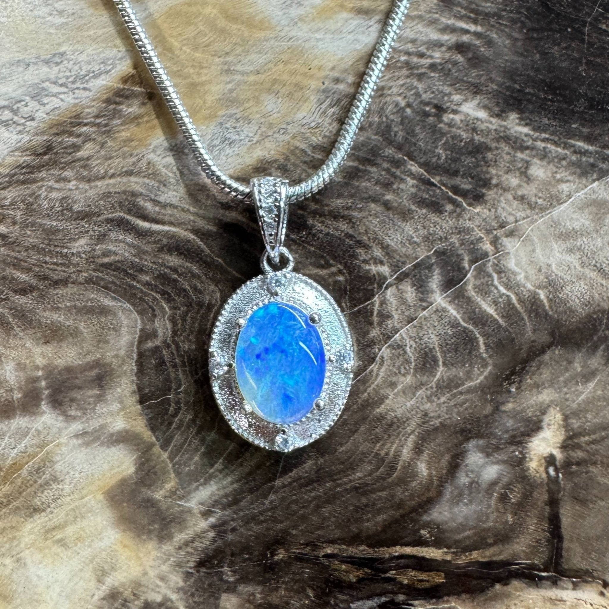 Kakadu Twilight ~ 0.8ct Solid Lightning Ridge Opal 925 Silver Pendant Necklace
