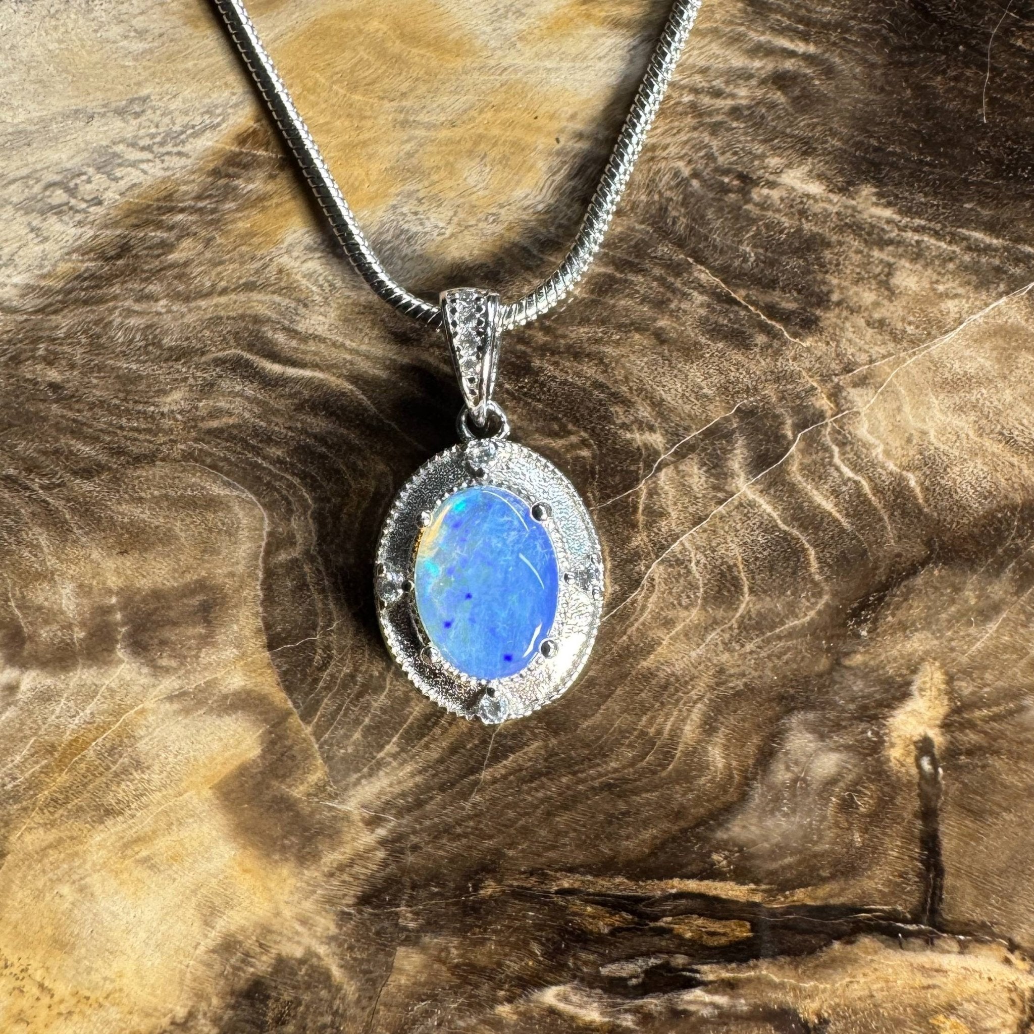 Kakadu Twilight ~ 0.8ct Solid Lightning Ridge Opal 925 Silver Pendant Necklace