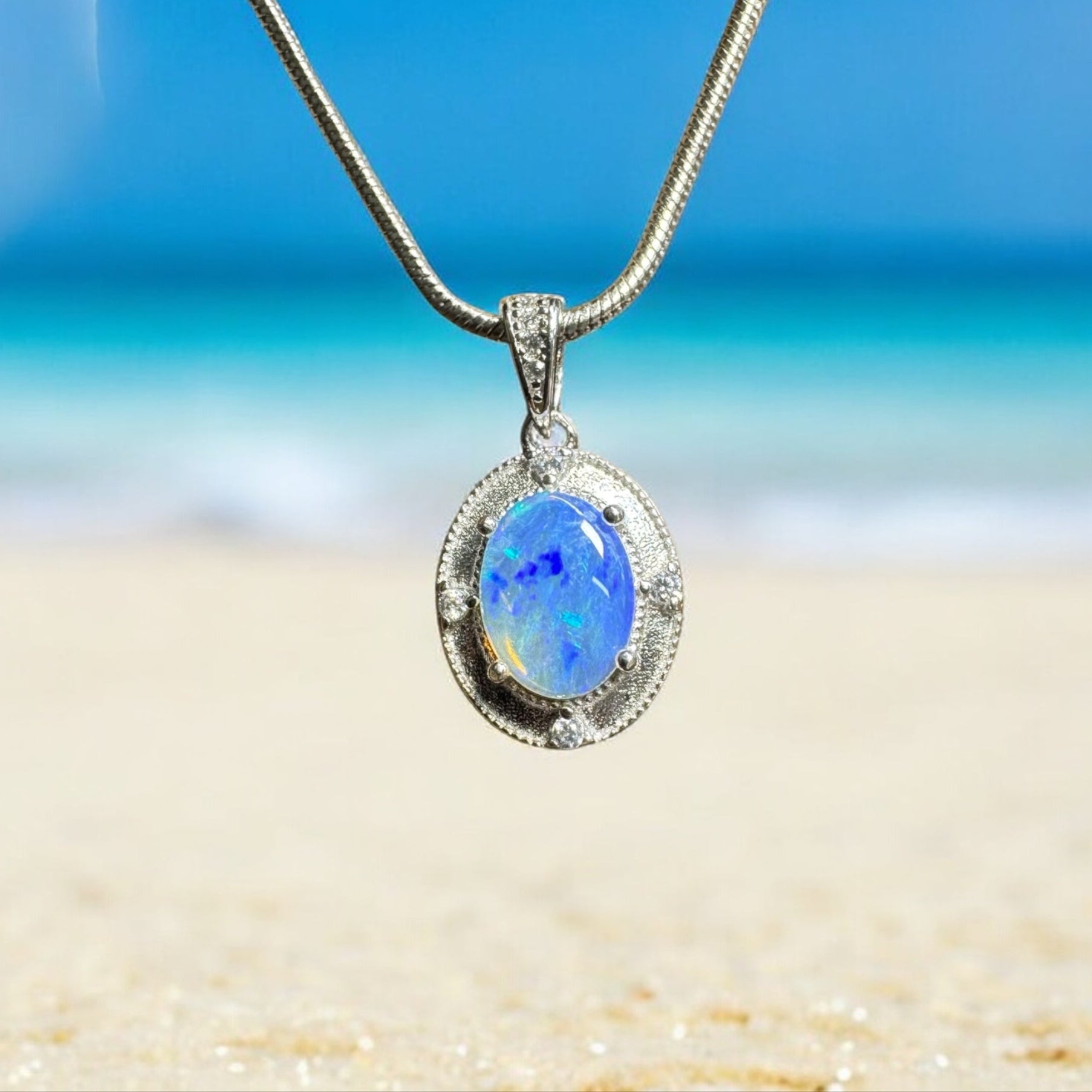 Kakadu Twilight ~ 0.8ct Solid Lightning Ridge Opal 925 Silver Pendant Necklace