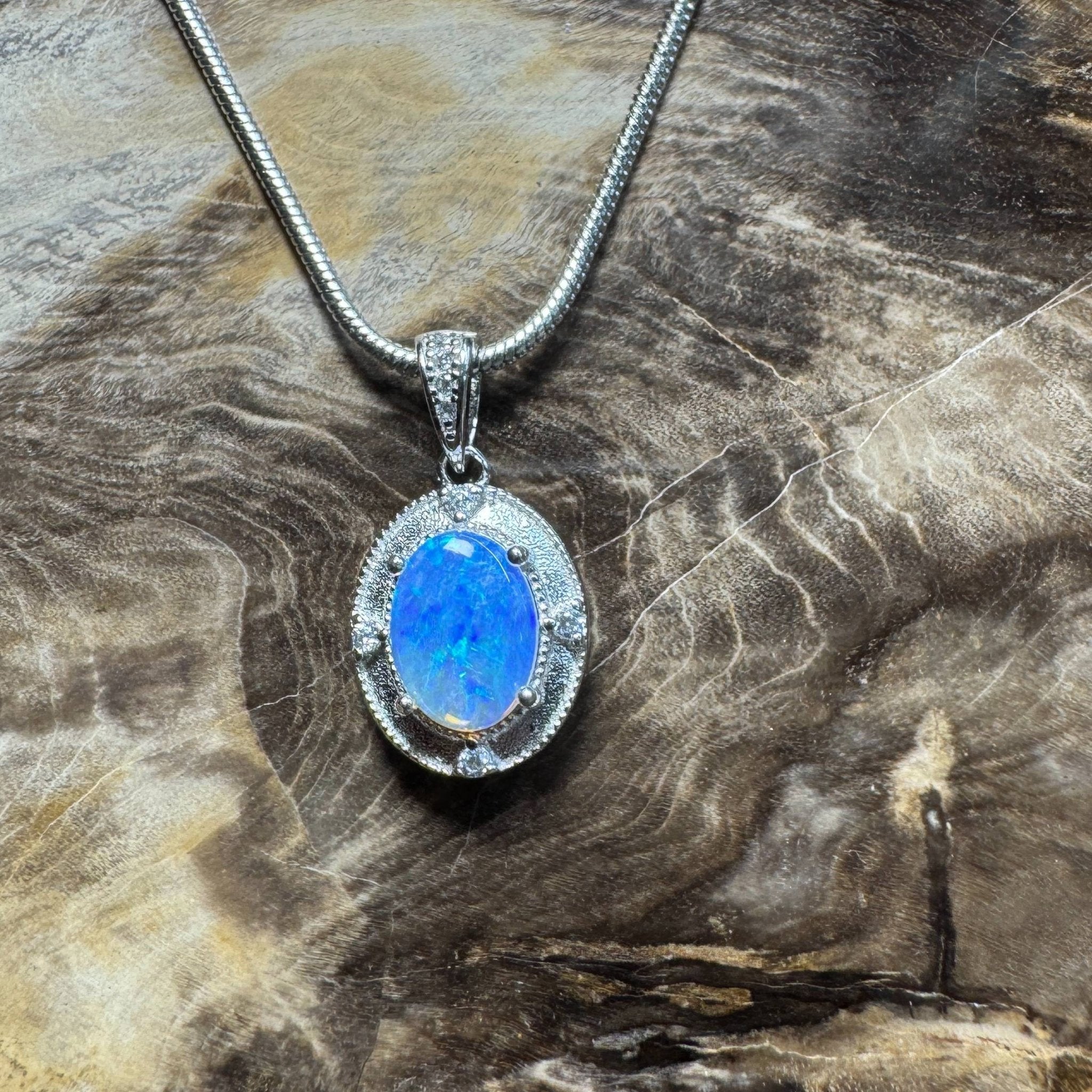 Kakadu Twilight ~ 0.8ct Solid Lightning Ridge Opal 925 Silver Pendant Necklace