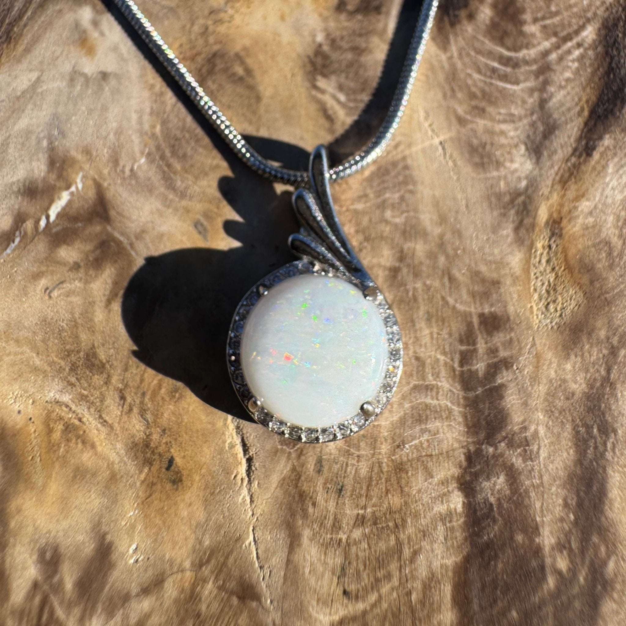 Kalbarri Mist - 2.1ct Coober Pedy Opal 925 Silver Pendant