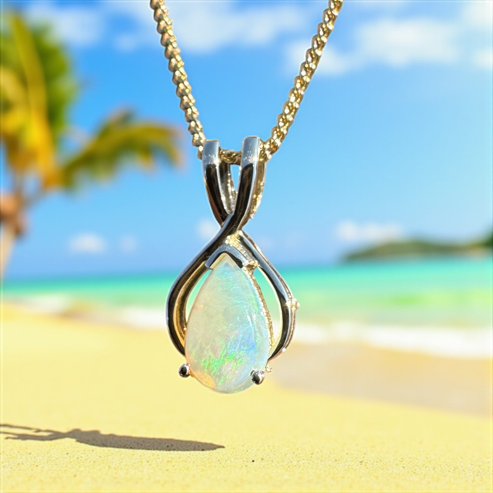 Kangaroo Island Break ~ 9ct Solid Gold 0.4ct Coober Pedy Crystal Opal Pendant