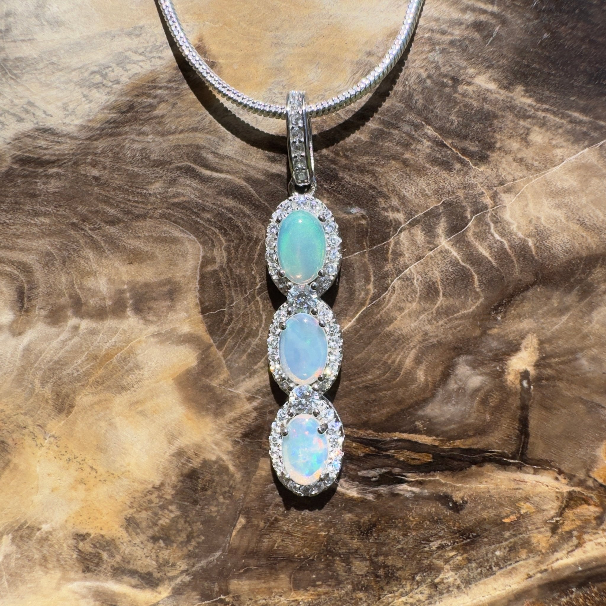 Kangaroo Point Colourflow ~ 1.2ct Coober Pedy Opal 925 Silver Pendant