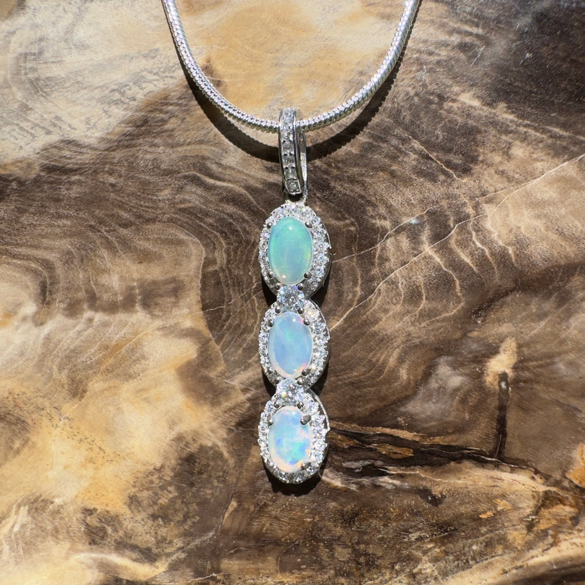 Kangaroo Point Colourflow ~ 1.2ct Coober Pedy Opal 925 Silver Pendant