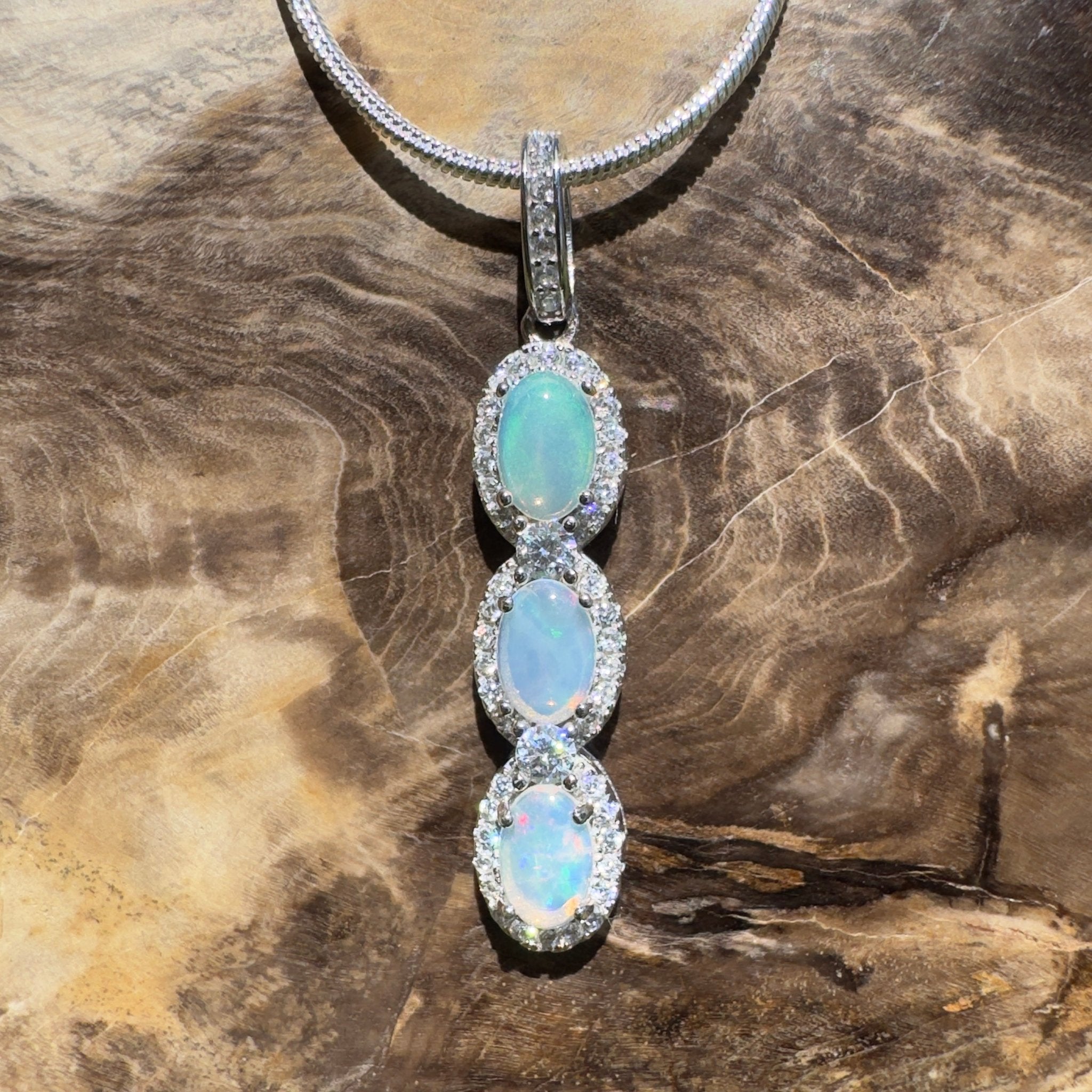 Kangaroo Point Colourflow ~ 1.2ct Coober Pedy Opal 925 Silver Pendant