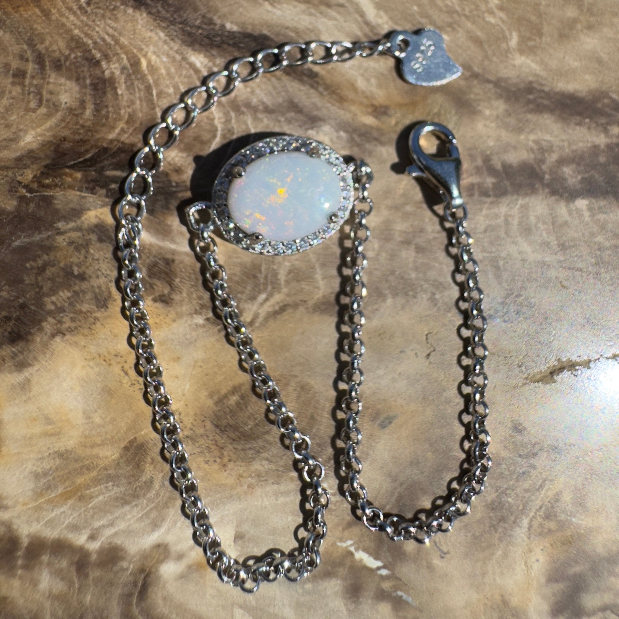 Karijini Trace - 0.8ct Coober Pedy Opal 925 Silver Bracelet