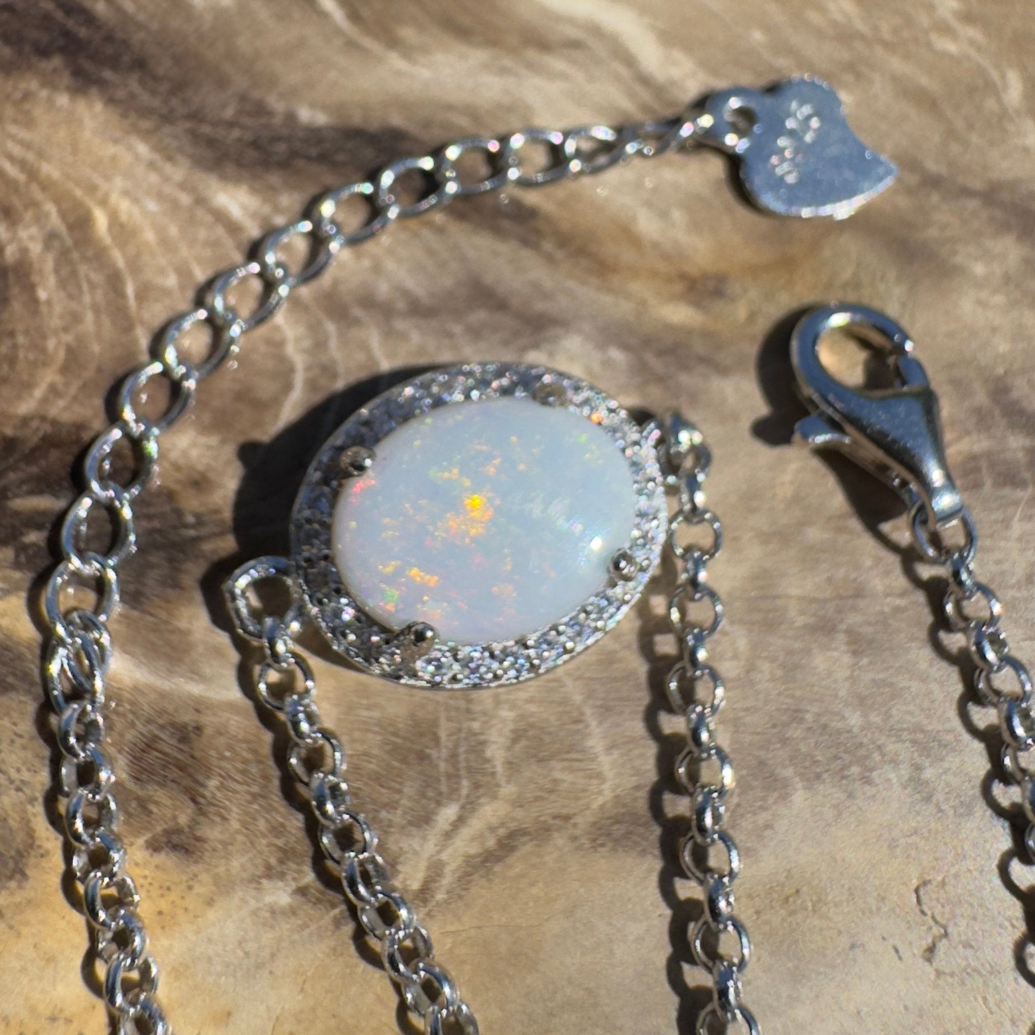 Karijini Trace - 0.8ct Coober Pedy Opal 925 Silver Bracelet