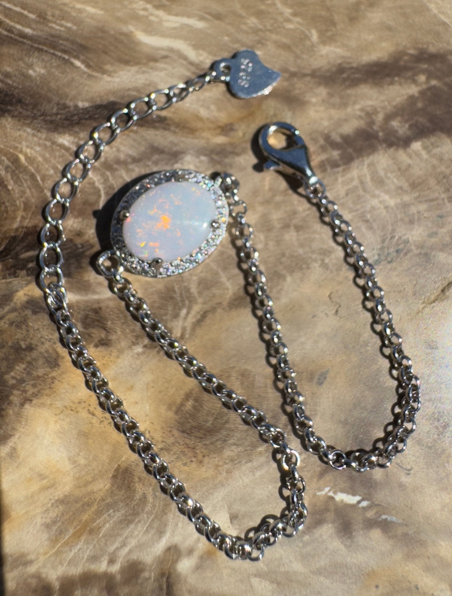 Karijini Trace - 0.8ct Coober Pedy Opal 925 Silver Bracelet