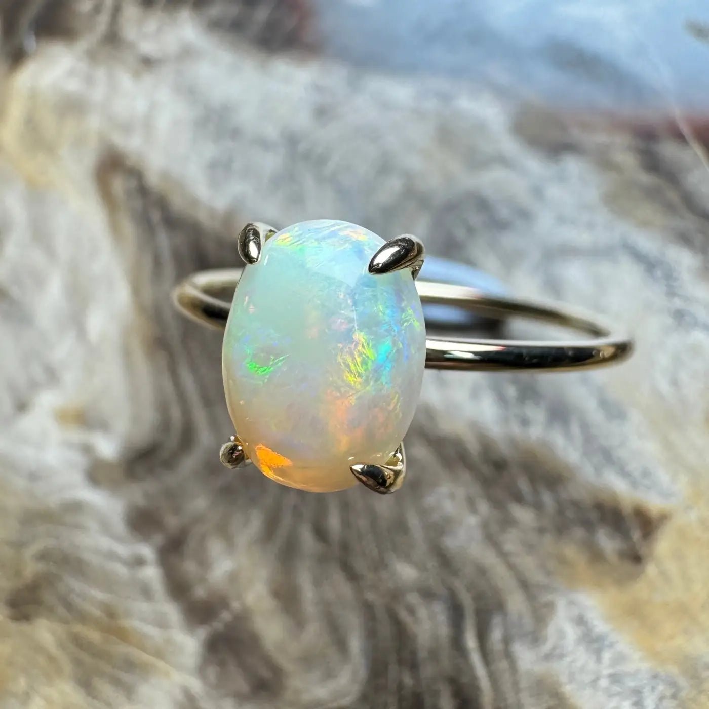 ‘Kata Tjuta Flame' ~ Handcrafted 1.4ct Solid Coober Pedy Opal 9ct Yellow Gold Ring