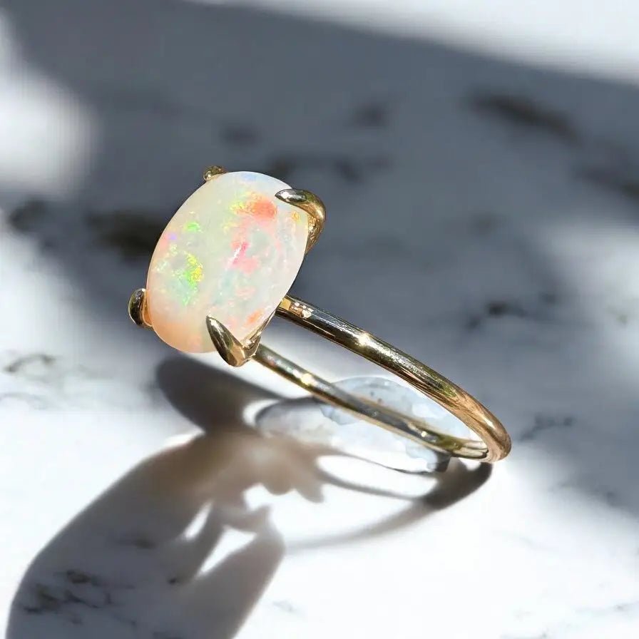 ‘Kata Tjuta Flame' ~ Handcrafted 1.4ct Solid Coober Pedy Opal 9ct Yellow Gold Ring