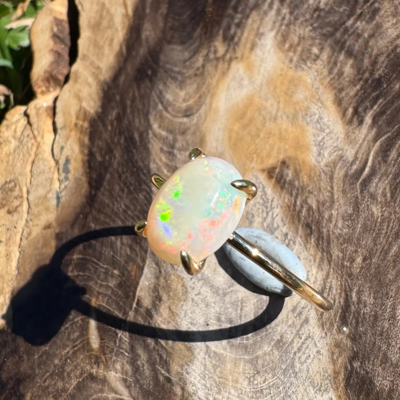 ‘Kata Tjuta Flame' ~ Handcrafted 1.4ct Solid Coober Pedy Opal 9ct Yellow Gold Ring