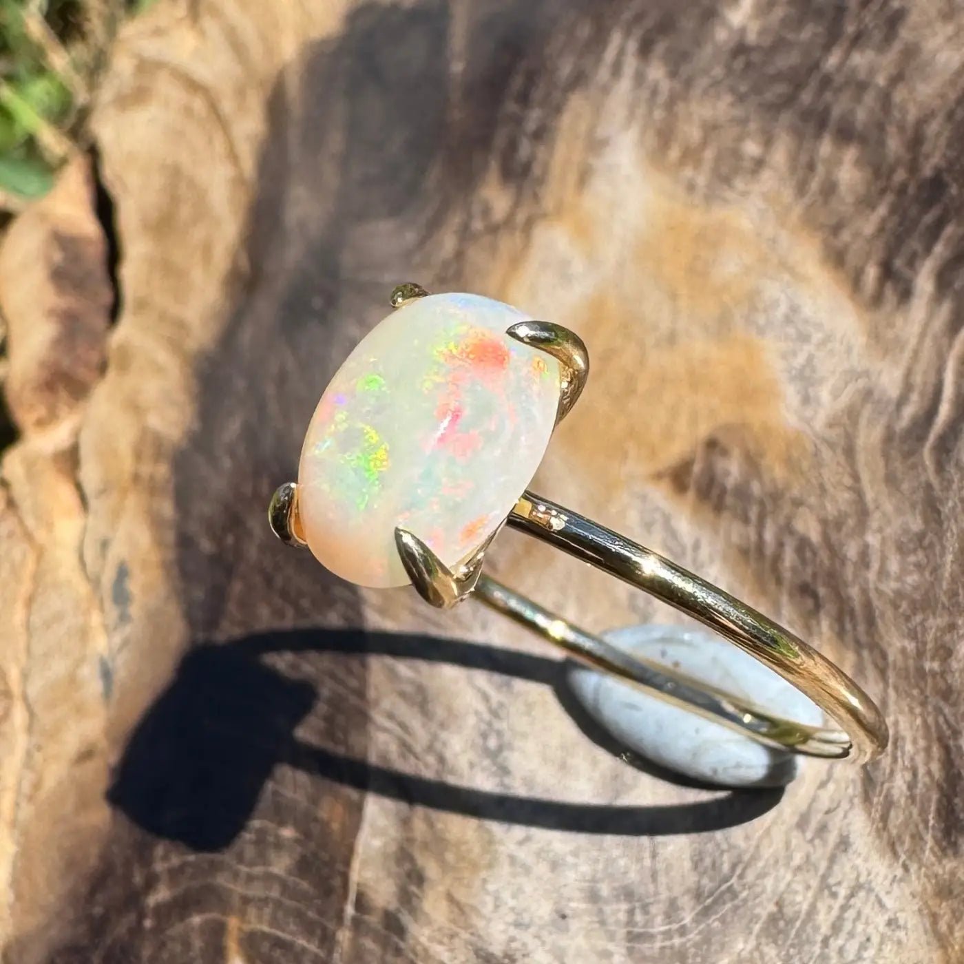 ‘Kata Tjuta Flame' ~ Handcrafted 1.4ct Solid Coober Pedy Opal 9ct Yellow Gold Ring