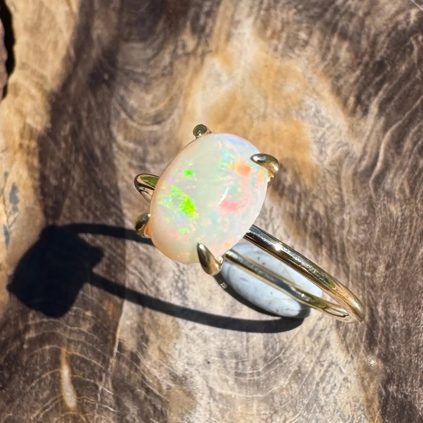 ‘Kata Tjuta Flame' ~ Handcrafted 1.4ct Solid Coober Pedy Opal 9ct Yellow Gold Ring
