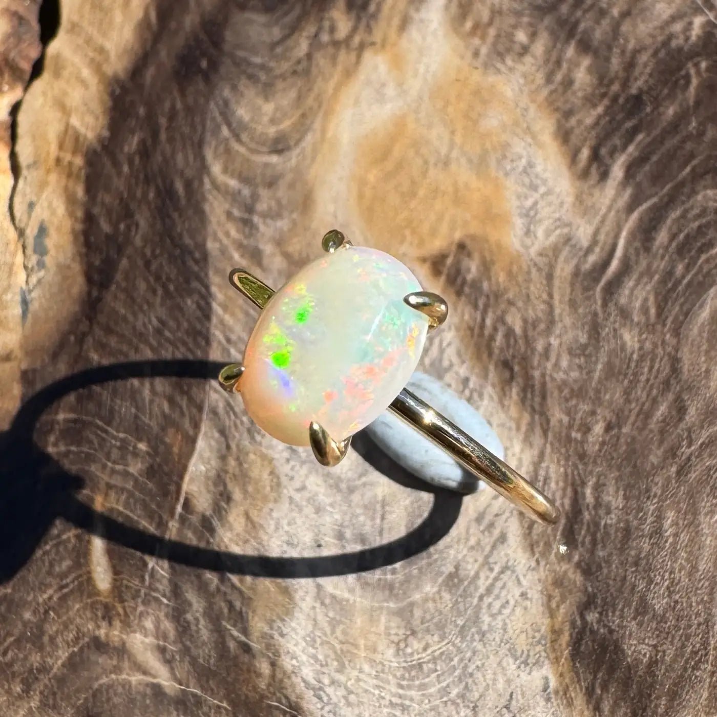 ‘Kata Tjuta Flame' ~ Handcrafted 1.4ct Solid Coober Pedy Opal 9ct Yellow Gold Ring
