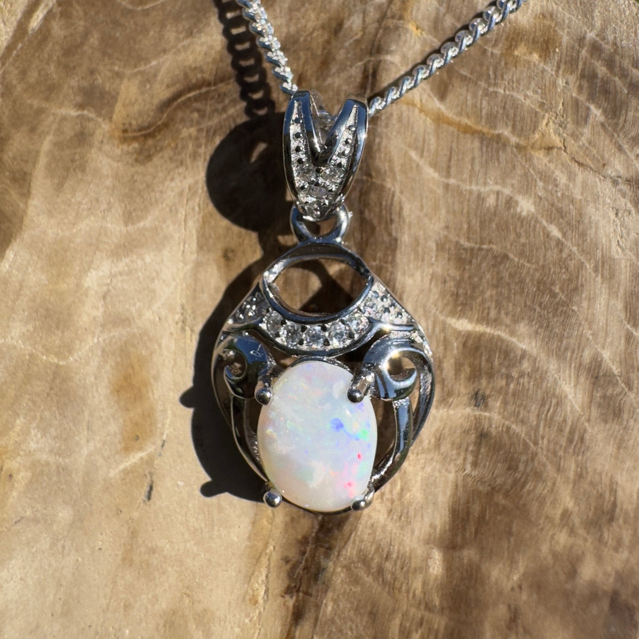 Kempe Road Gleam ~ 0.8ct Coober Pedy Opal 925 Silver Pendant
