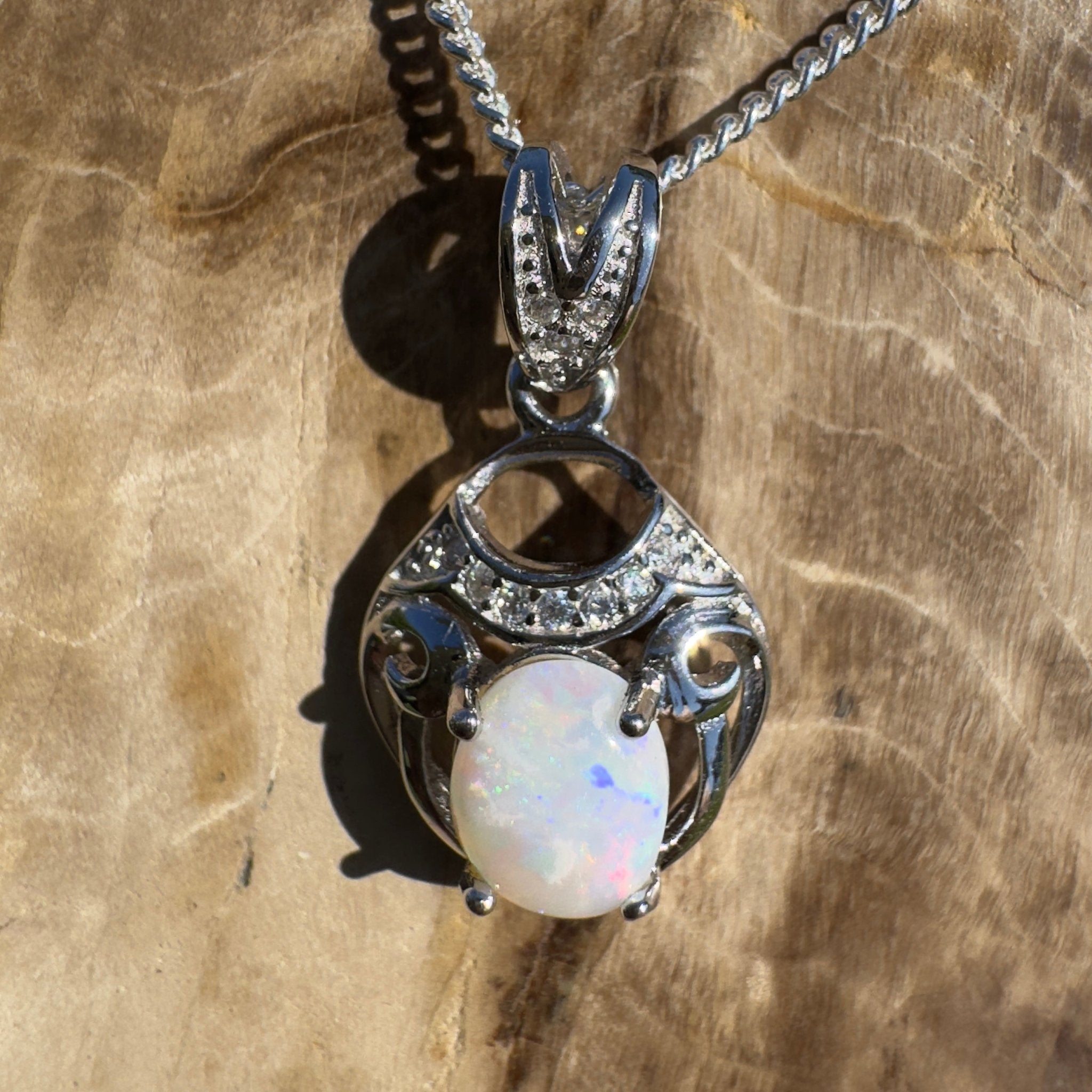 Kempe Road Gleam ~ 0.8ct Coober Pedy Opal 925 Silver Pendant