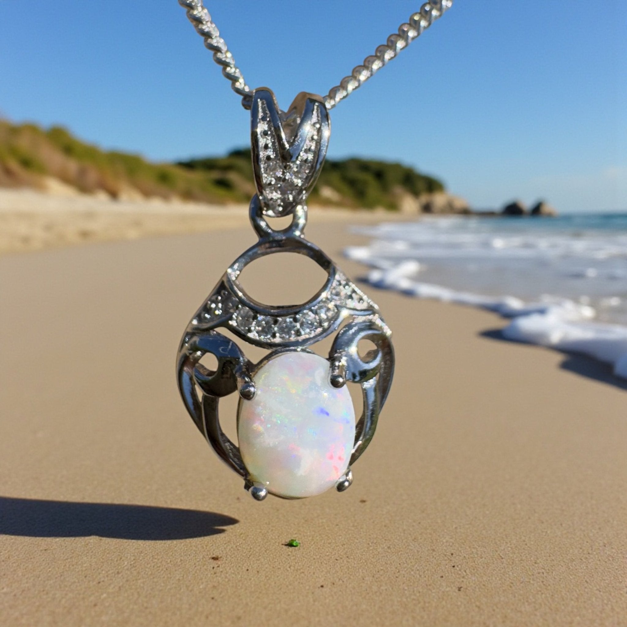 Kempe Road Gleam ~ 0.8ct Coober Pedy Opal 925 Silver Pendant