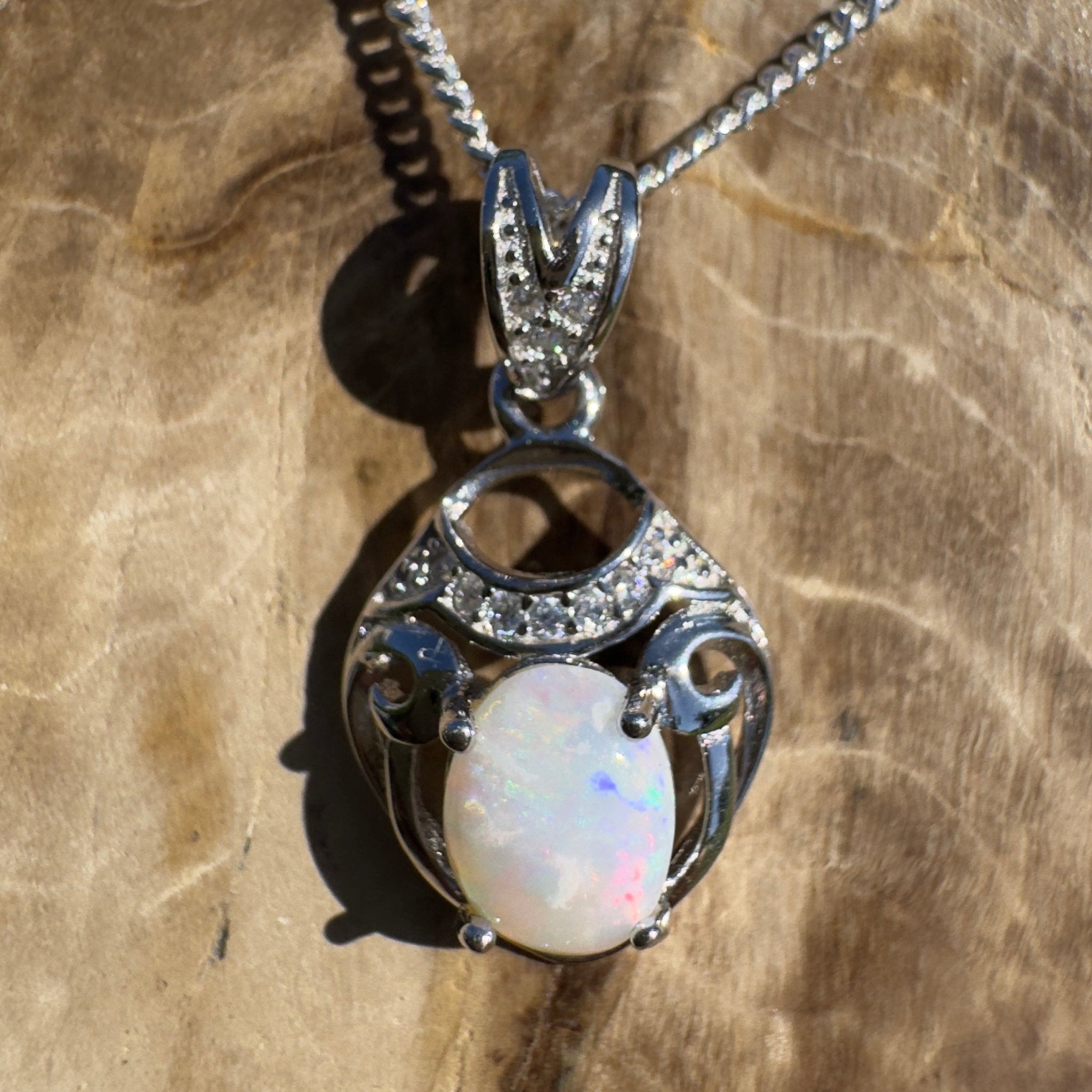 Kempe Road Gleam ~ 0.8ct Coober Pedy Opal 925 Silver Pendant