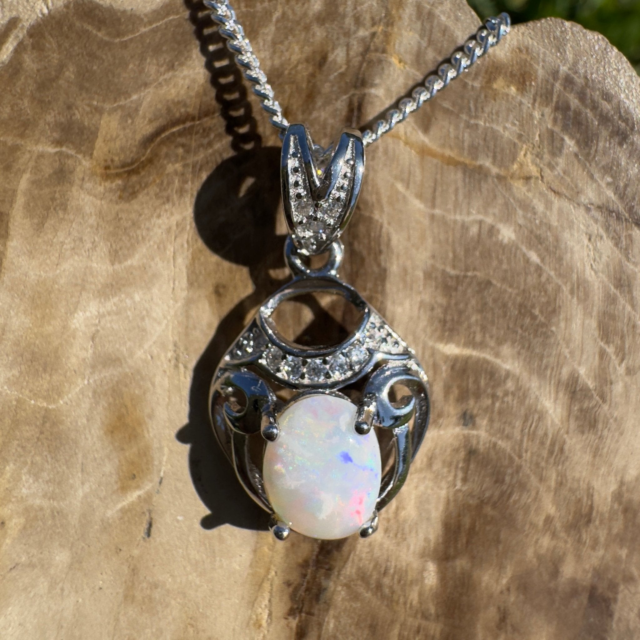 Kempe Road Gleam ~ 0.8ct Coober Pedy Opal 925 Silver Pendant