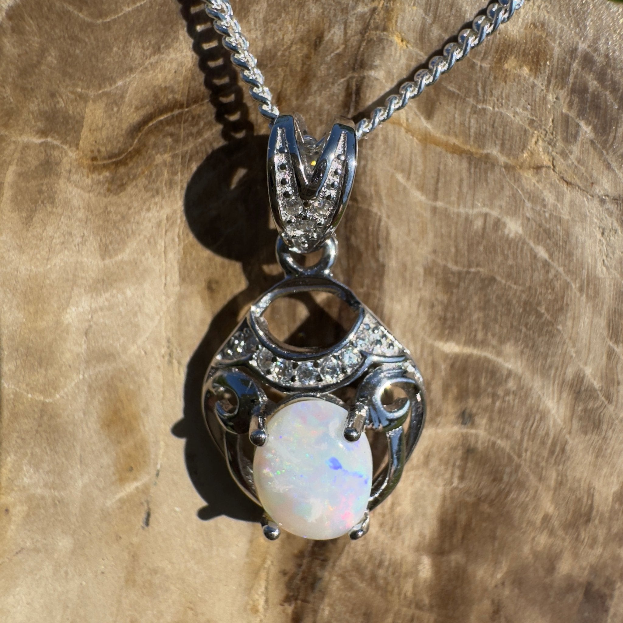 Kempe Road Gleam ~ 0.8ct Coober Pedy Opal 925 Silver Pendant
