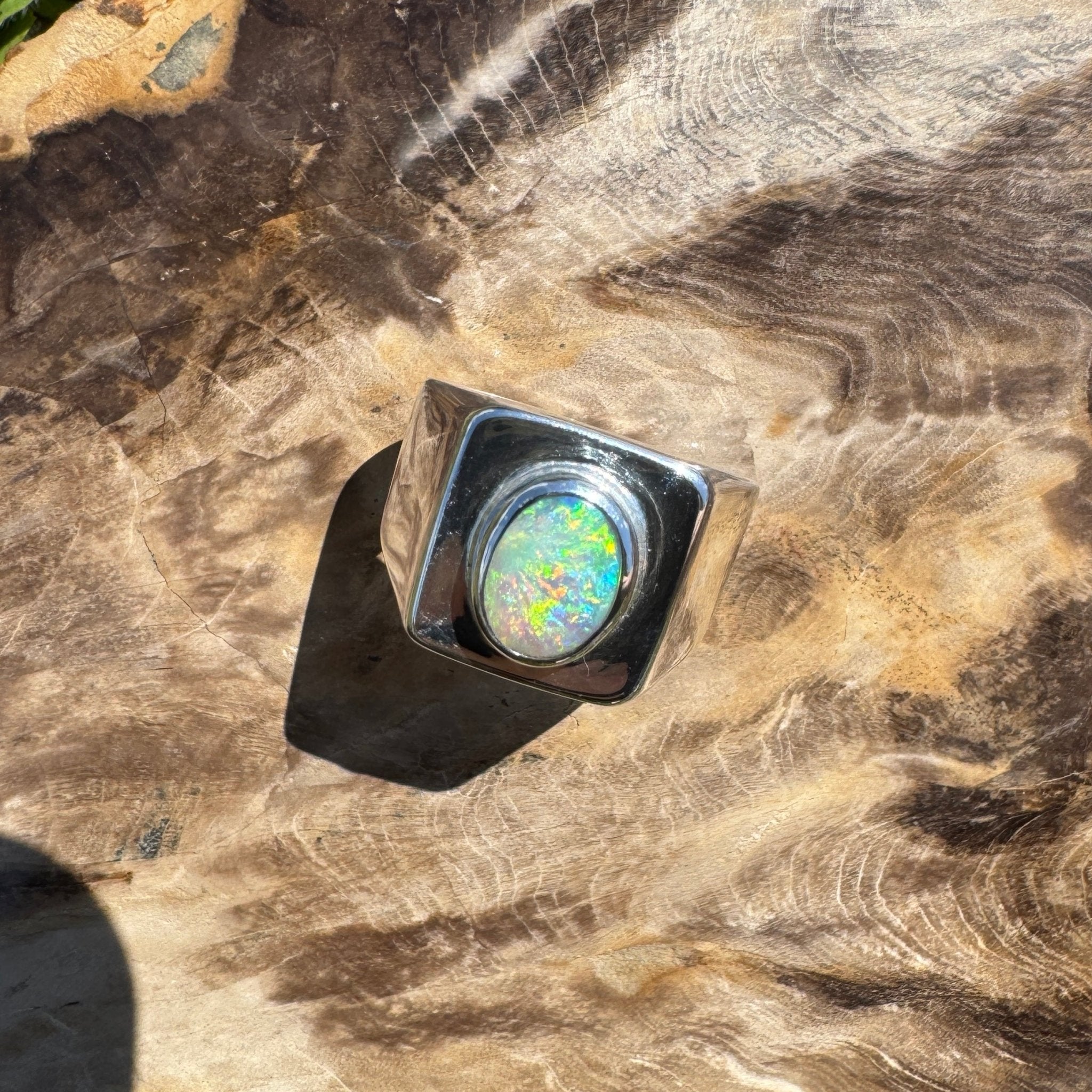 Keppel Tide - 1.3ct Solid Lightning Ridge Crystal Opal Sterling Silver Ring