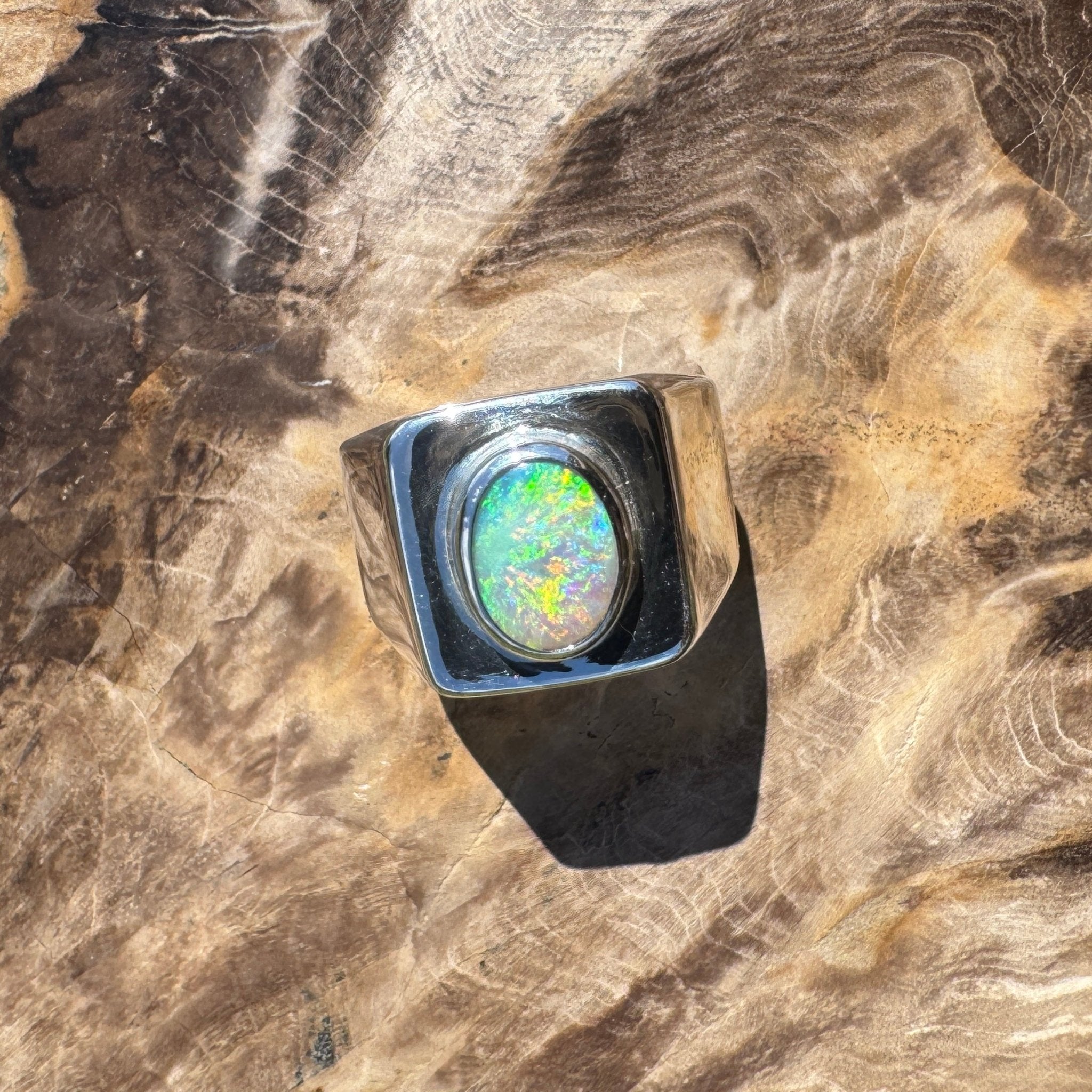 Keppel Tide - 1.3ct Solid Lightning Ridge Crystal Opal Sterling Silver Ring