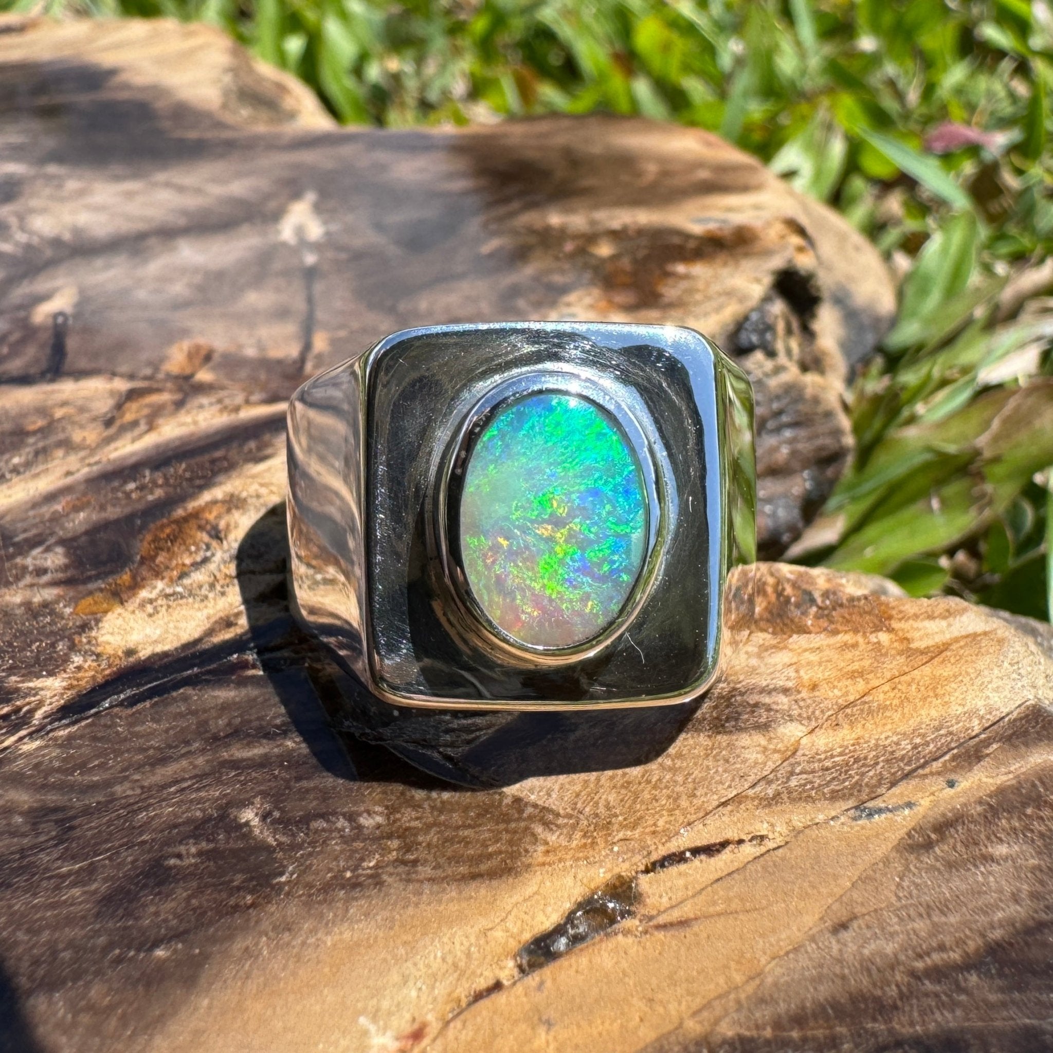 Keppel Tide - 1.3ct Solid Lightning Ridge Crystal Opal Sterling Silver Ring