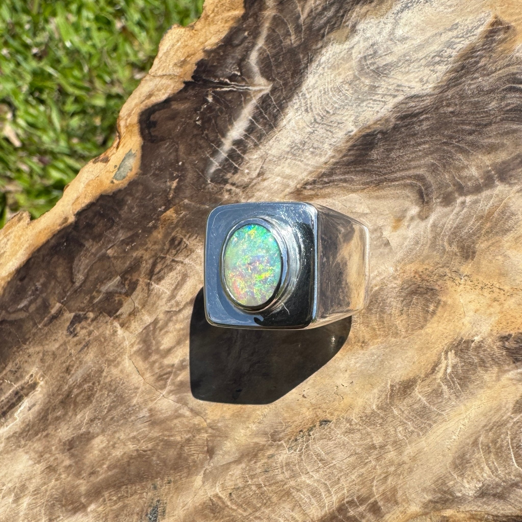 Keppel Tide - 1.3ct Solid Lightning Ridge Crystal Opal Sterling Silver Ring