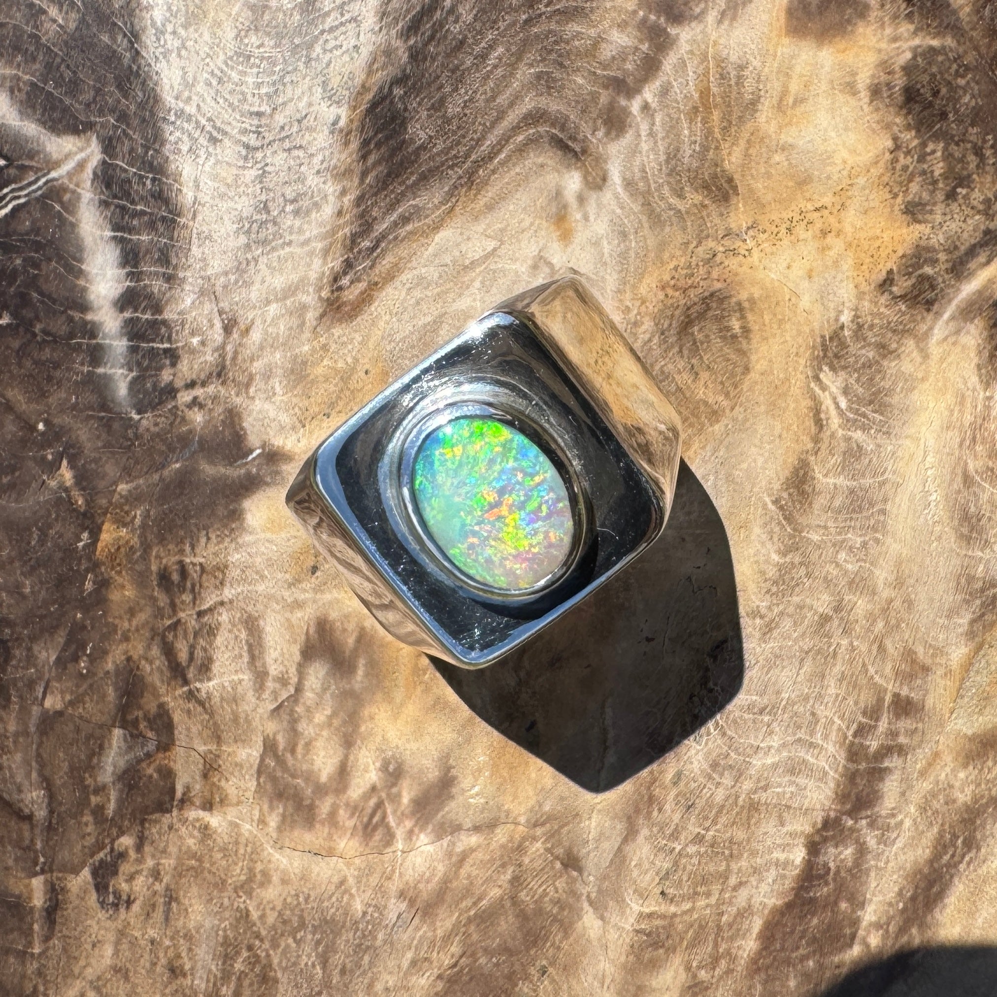 Keppel Tide - 1.3ct Solid Lightning Ridge Crystal Opal Sterling Silver Ring